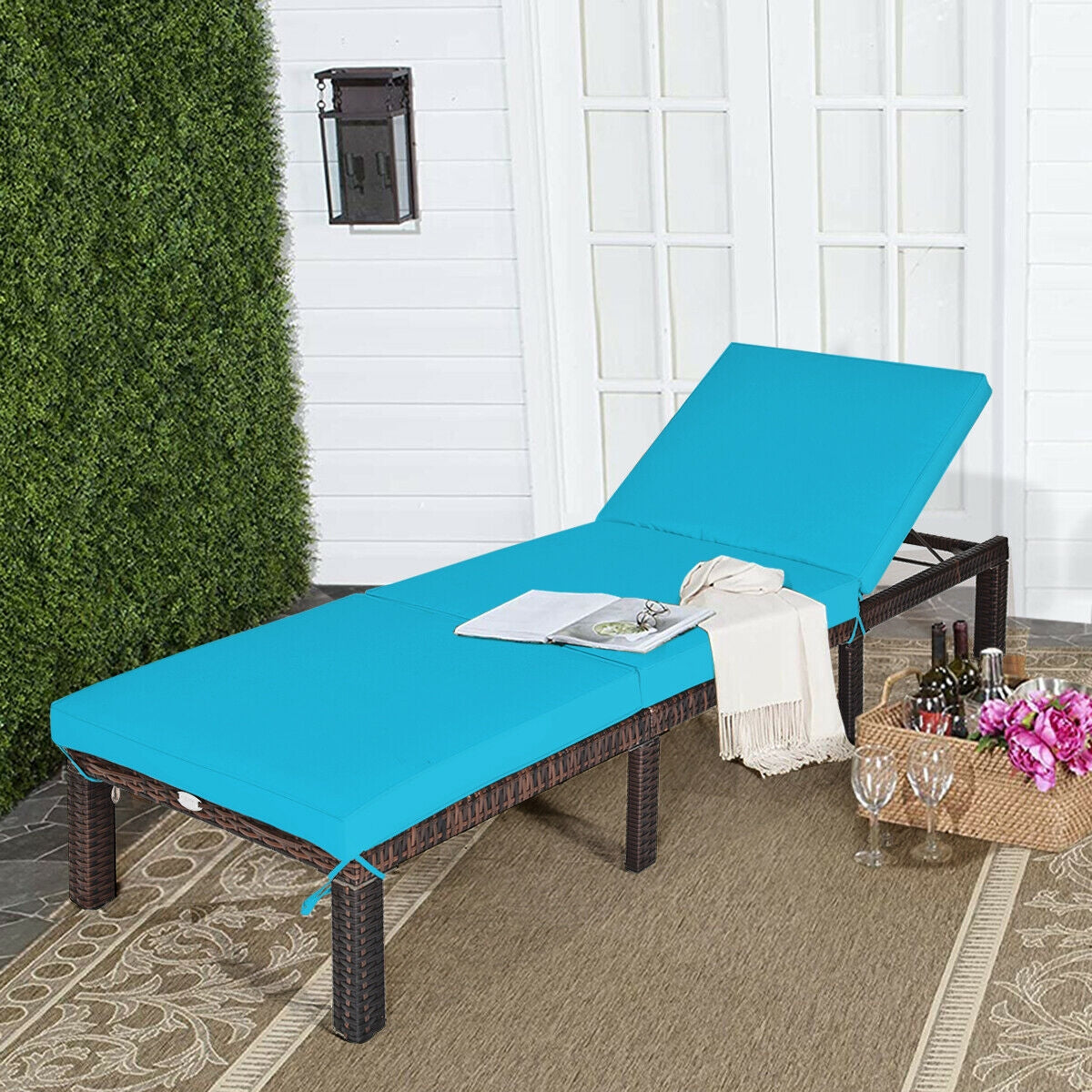 Outdoor Rattan Adjustable Cushioned Chaise