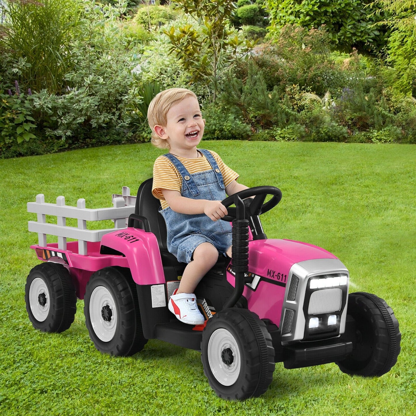 12V Ride on Tractor with 3-Gear-Shift Ground Loader for Kids 3+ Years Old-Black