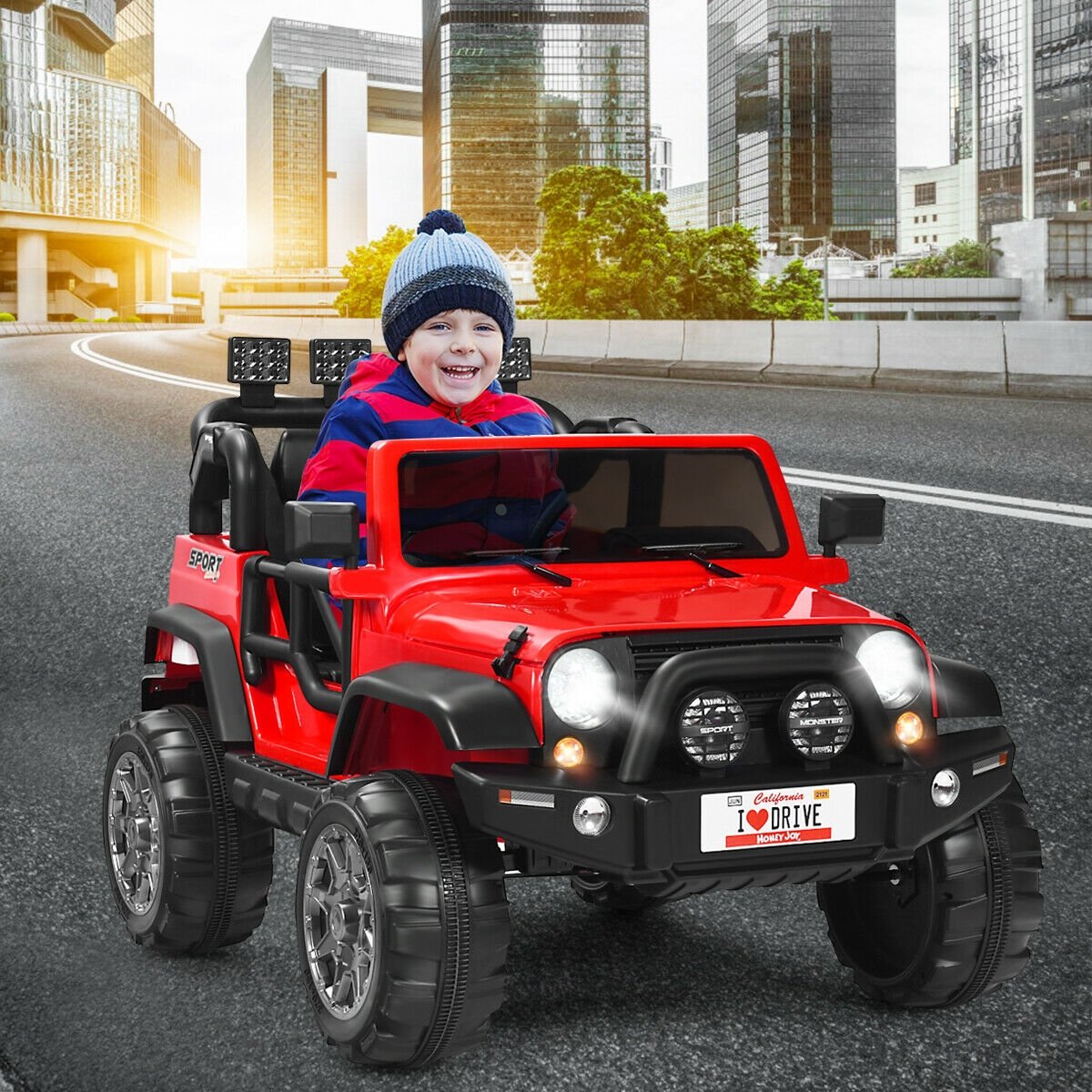 12V 2-Seater Ride on Car Truck with Remote Control and Storage Room-Black