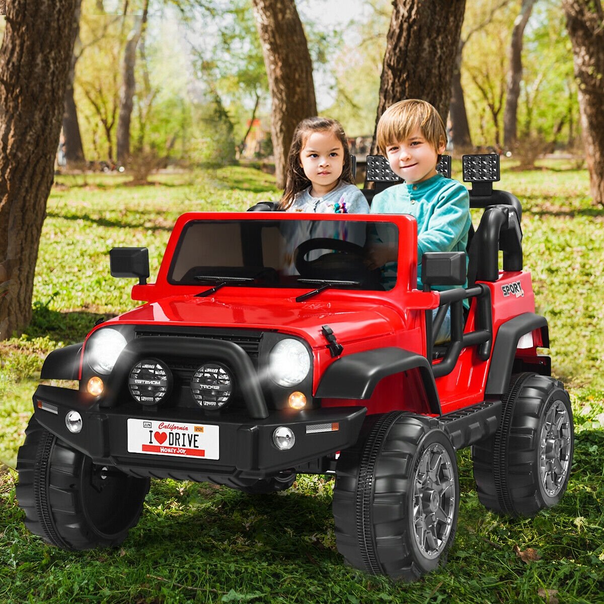 12V 2-Seater Ride on Car Truck with Remote Control and Storage Room-Black