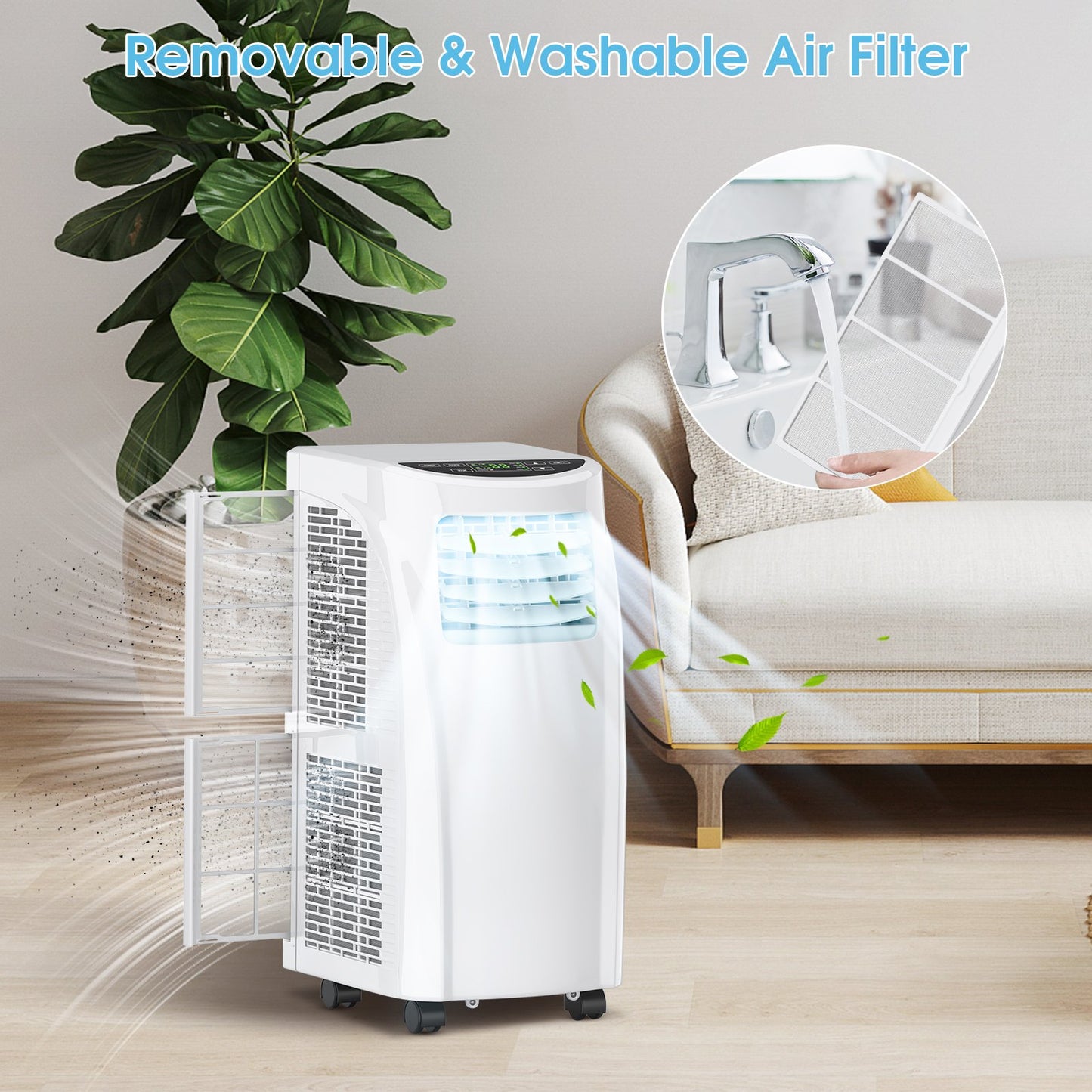 8000 BTU Portable Air Conditioner with Dehumidifier Function and Sleep Mode