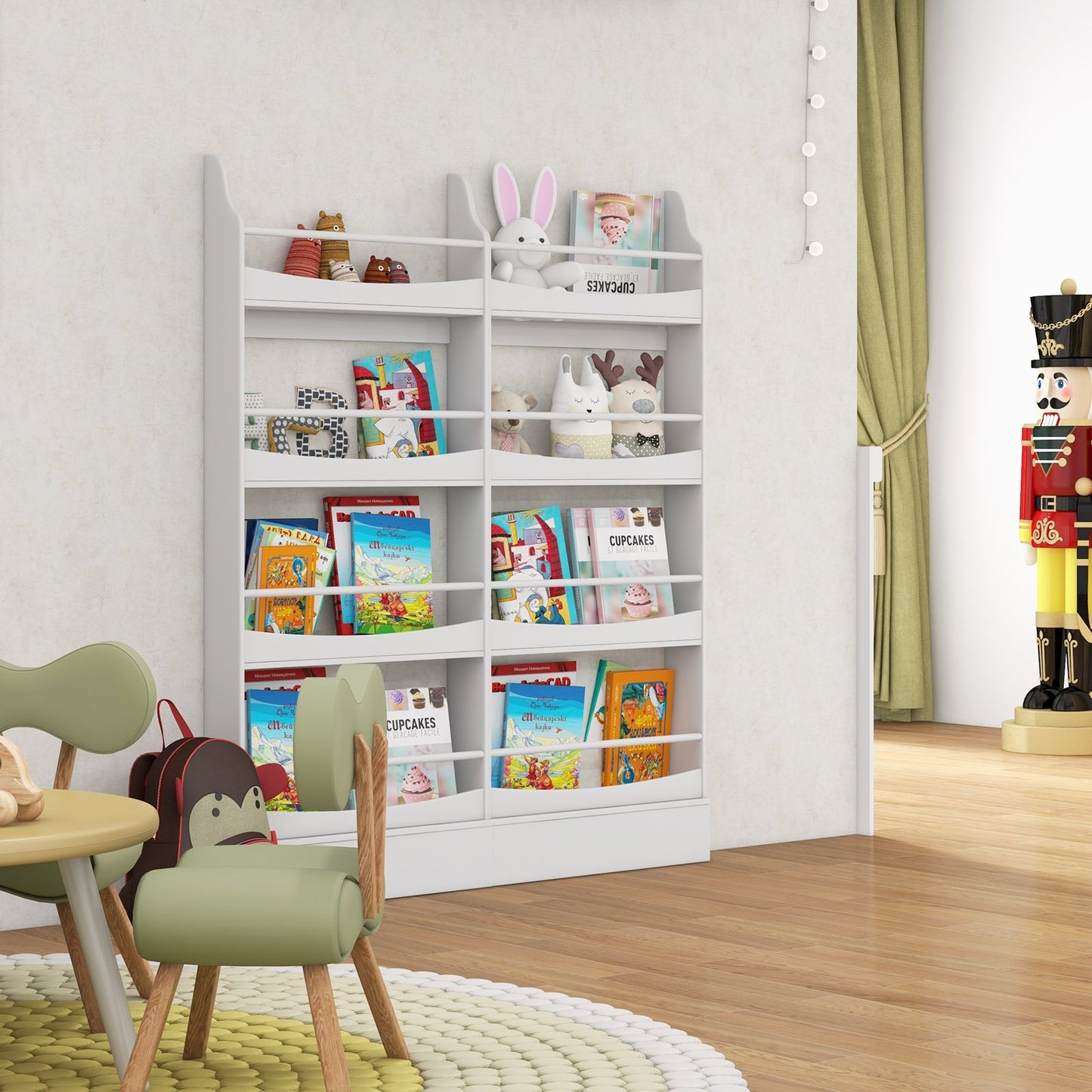 4-Tier Bookshelf with 2 Anti-Tipping Kits for Books and Magazines-Gray