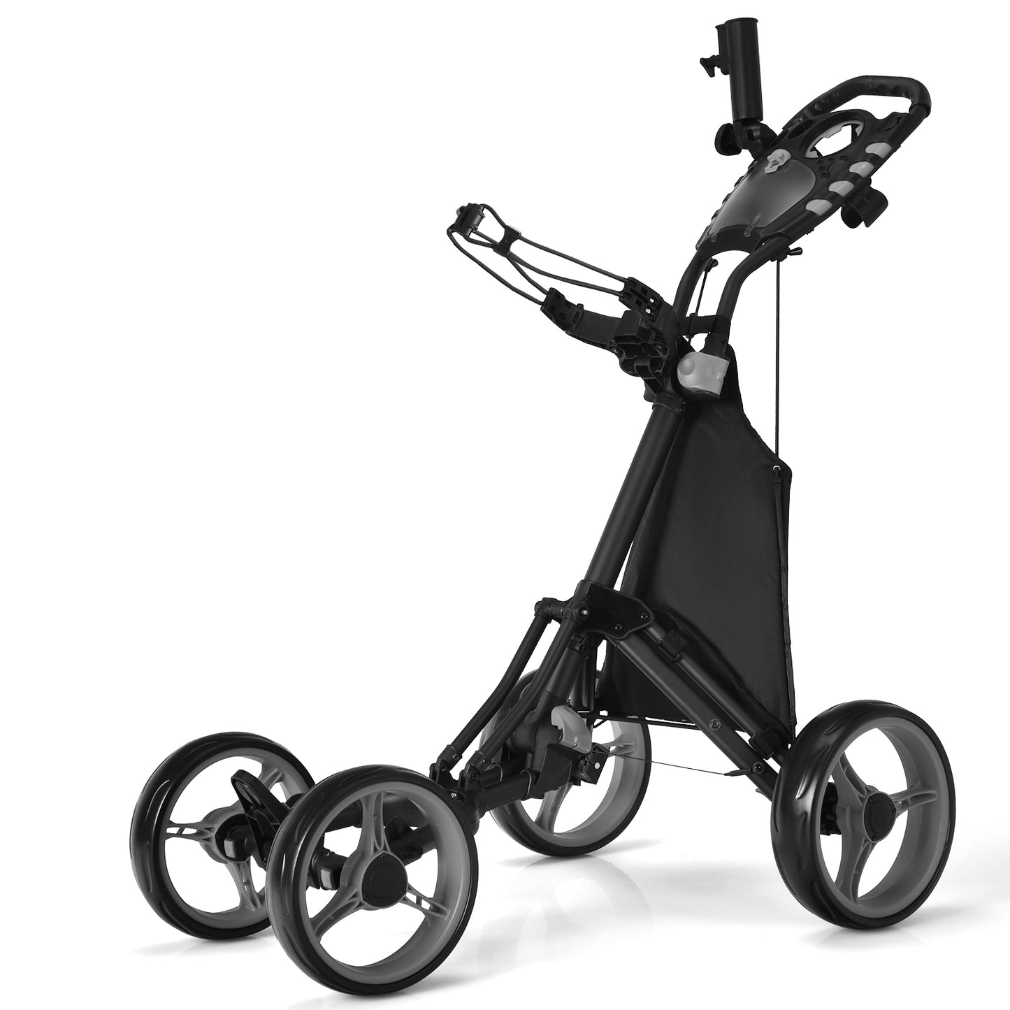 Lightweight Foldable Collapsible 4 Wheels Golf Push Cart-Gray