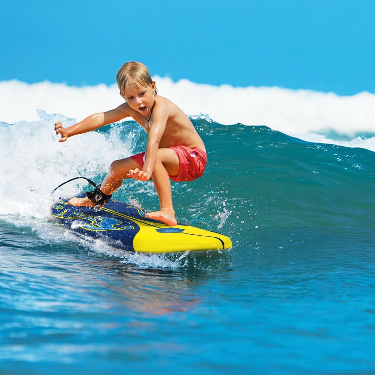 6 Feet Surfboard with 3 Detachable Fins-Red