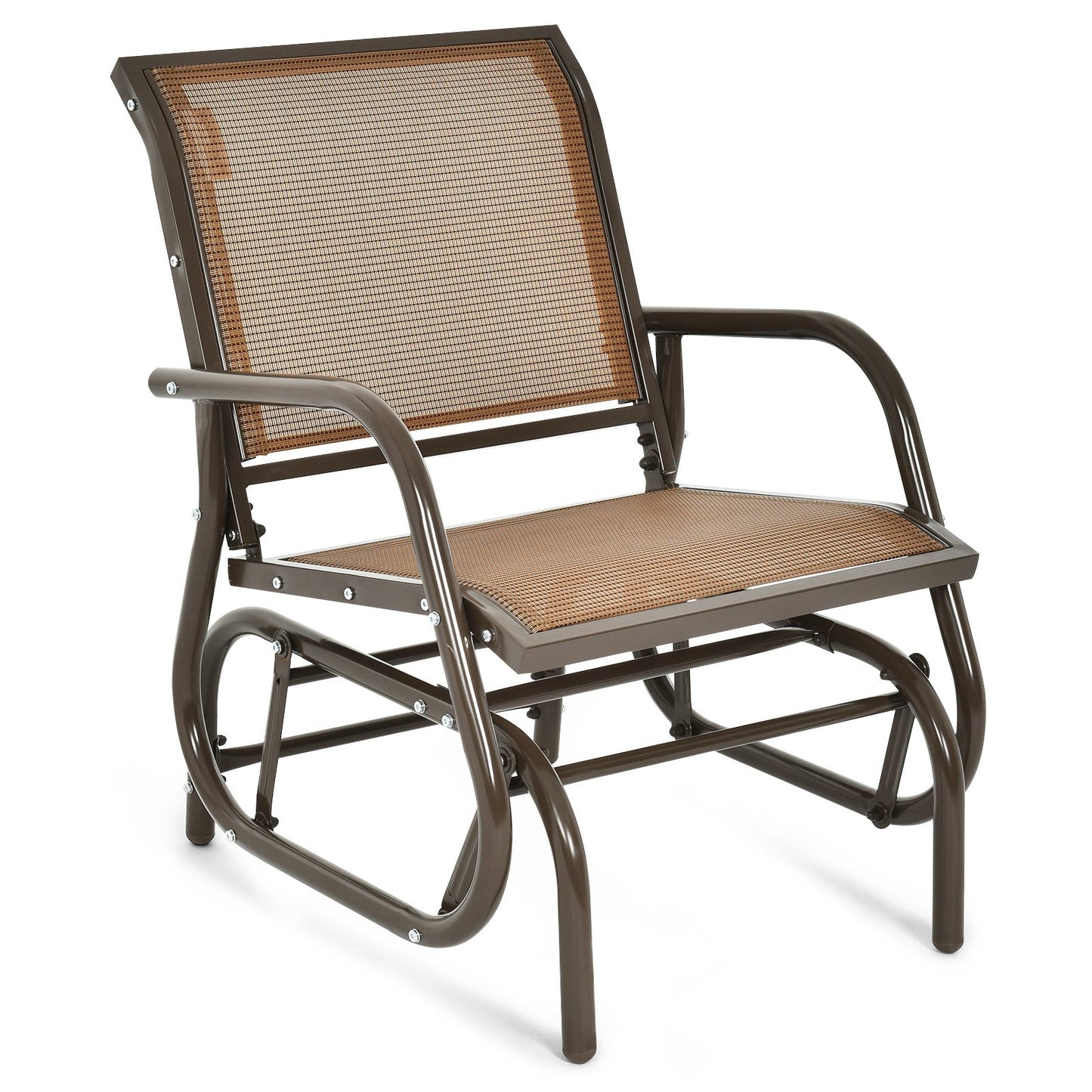 Outdoor Single Swing Glider Rocking Chair with Armrest-Black