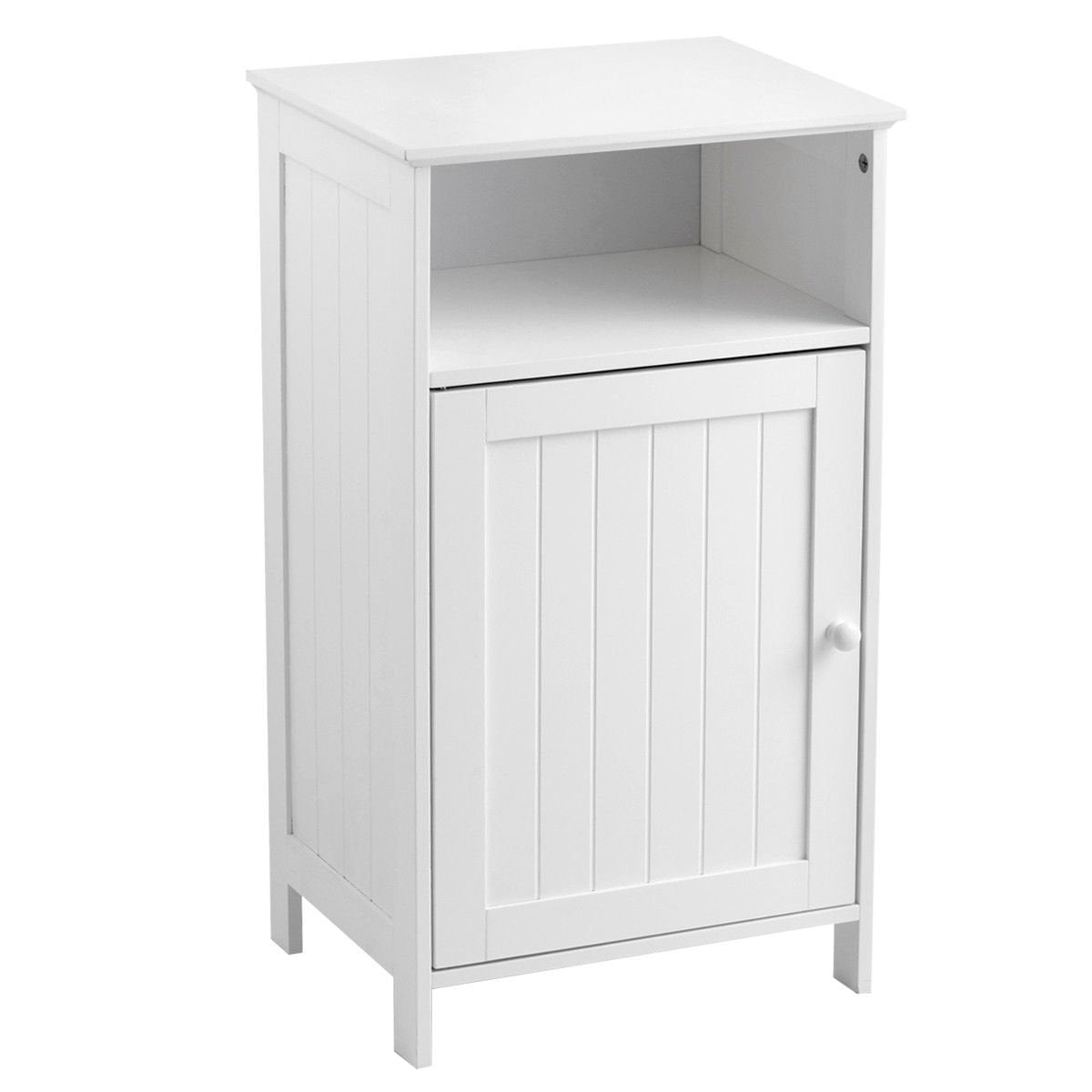 Bathroom Freestanding Floor Storage Cabinet with Adjustable Shelf-Black