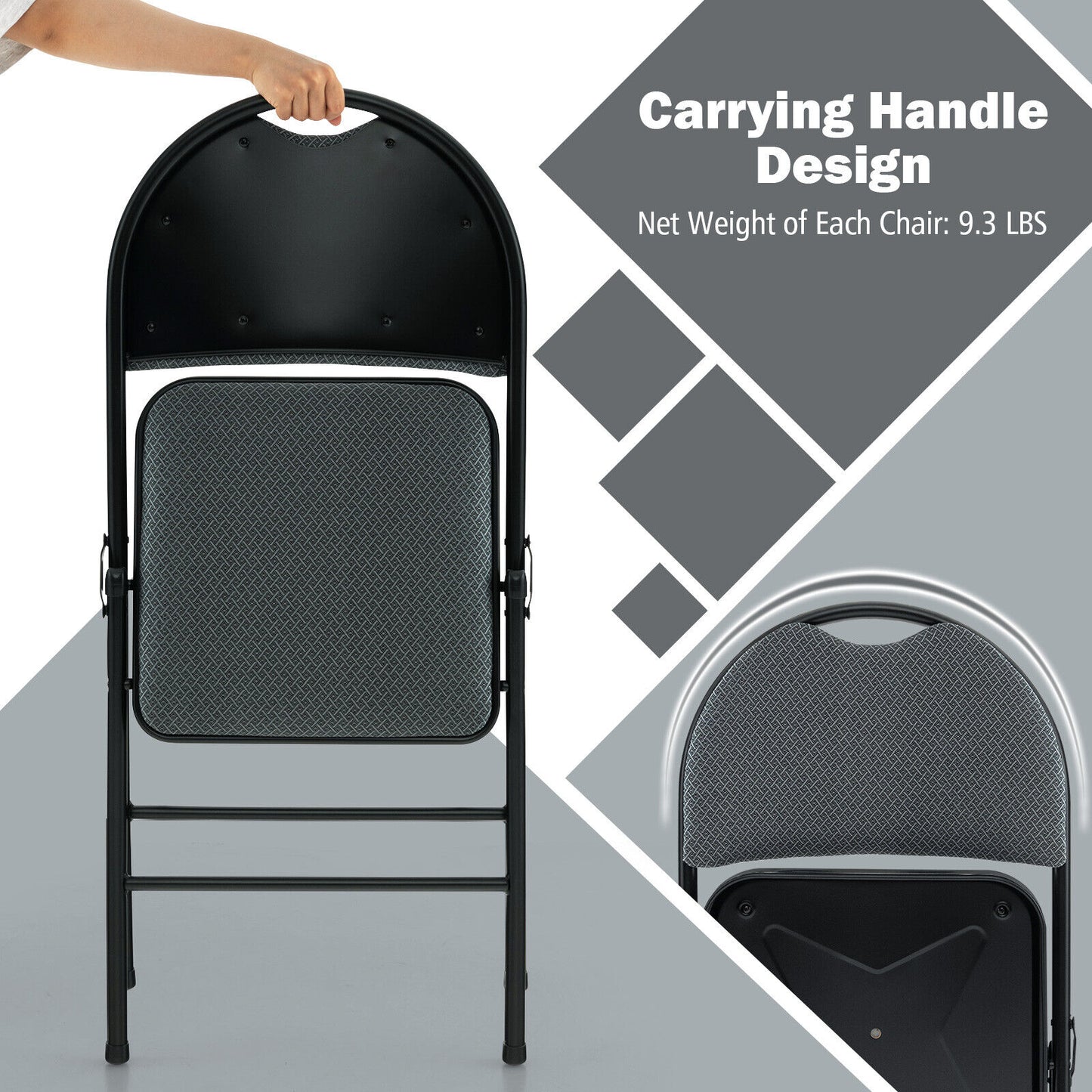 2/4 Pieces Padded Folding Office Chairs with Backrest-Set of 4