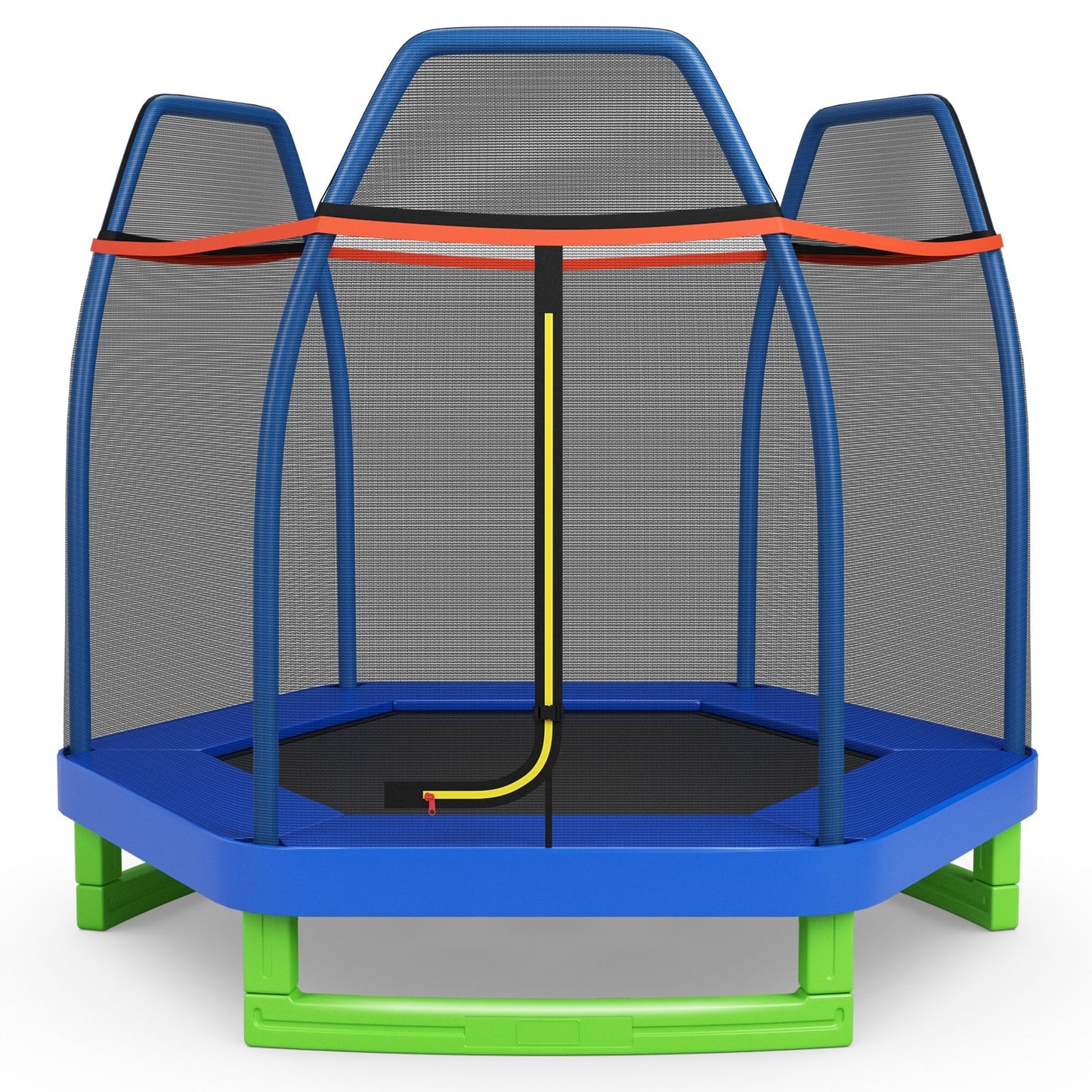 7 Ft Kids Trampoline W/ Safety Enclosure Net-Blue