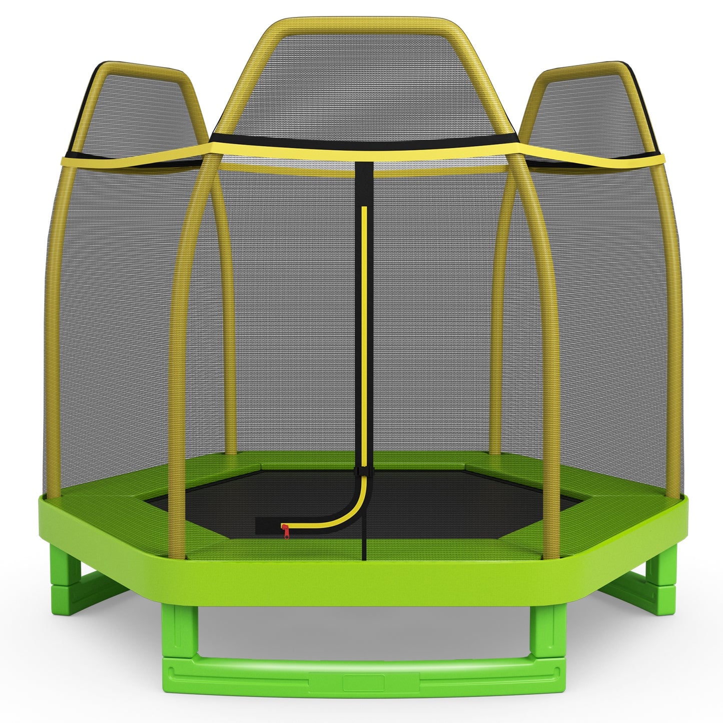 7FT Kids Trampoline with Safety Enclosure Net-Green