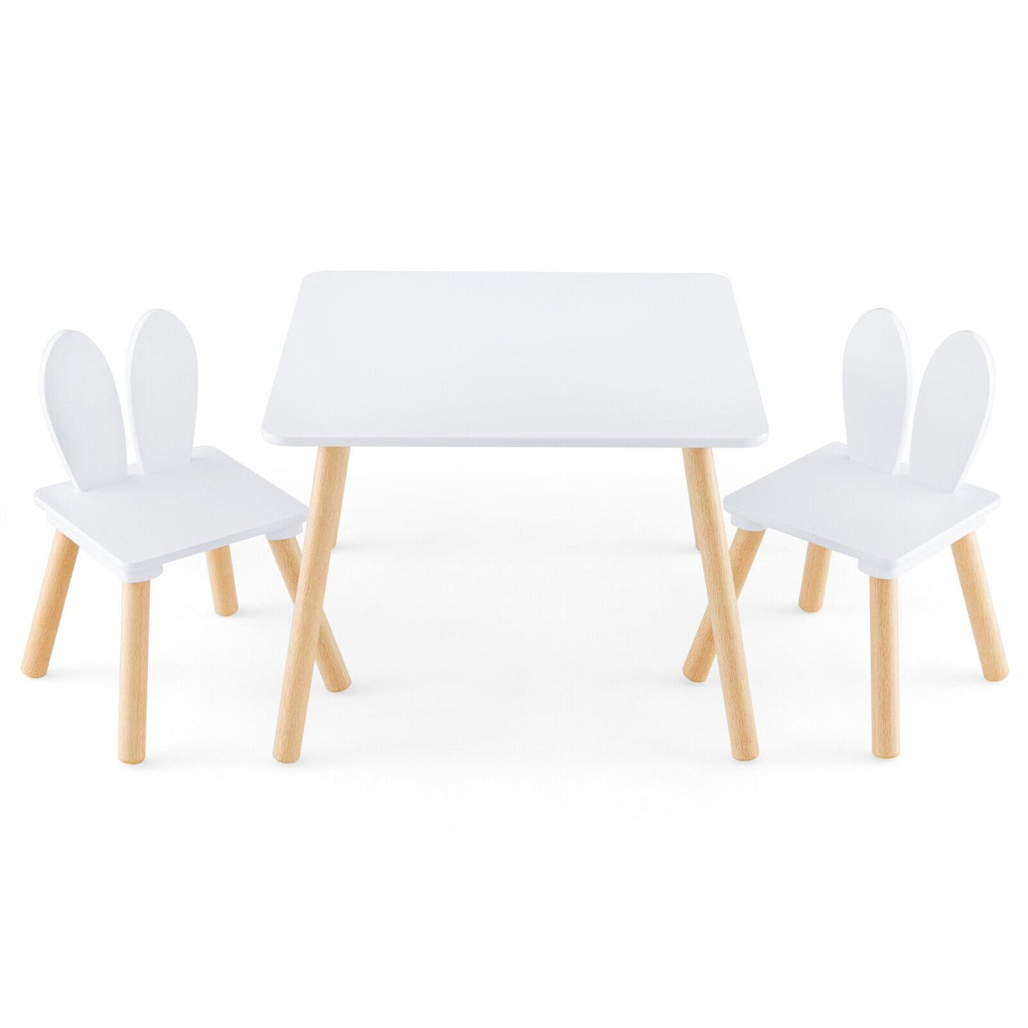 3 Pieces Kids Table and Chairs Set for Arts Crafts Snack Time-Gray