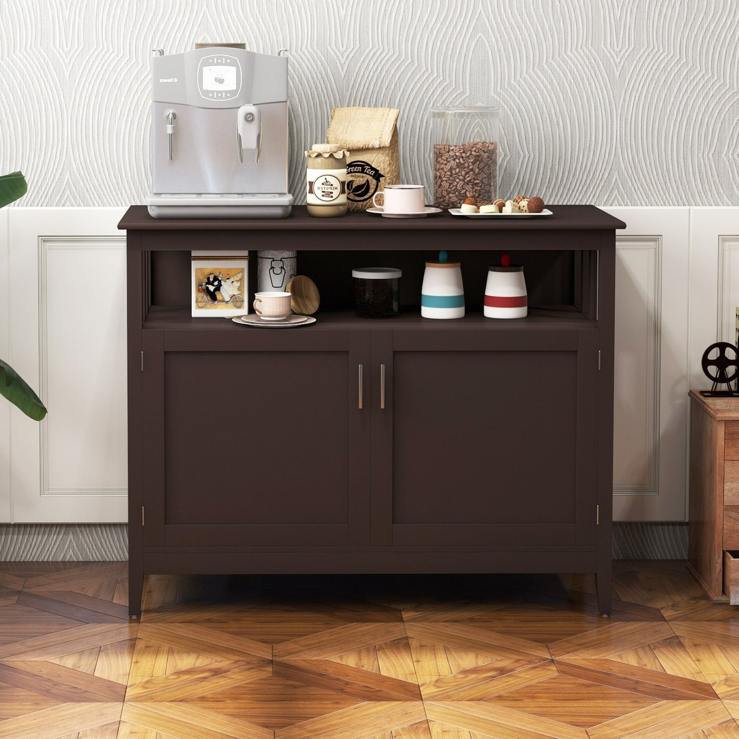 Modern Practical Wooden Kitchen Lockers with Large Storage Space-Black