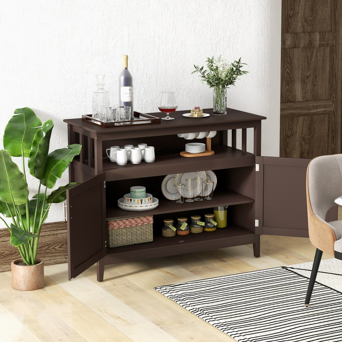 Modern Practical Wooden Kitchen Lockers with Large Storage Space-Black