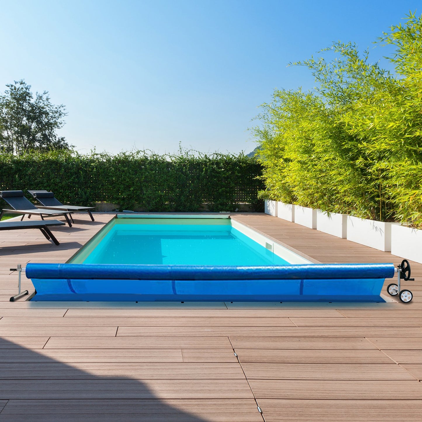 18 Feet Pool Cover Reel Set Aluminum In-ground Swimming Solar Cover Reel