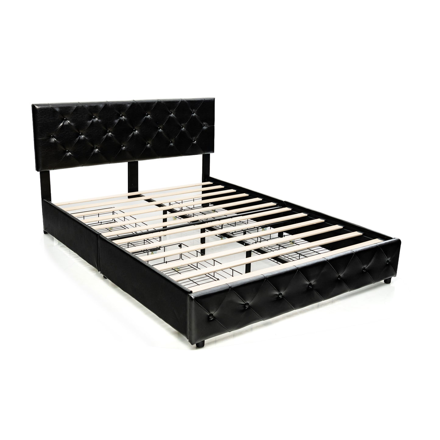 Full/Queen PU Leather Upholstered Platform Bed with 4 Drawers-Full Size