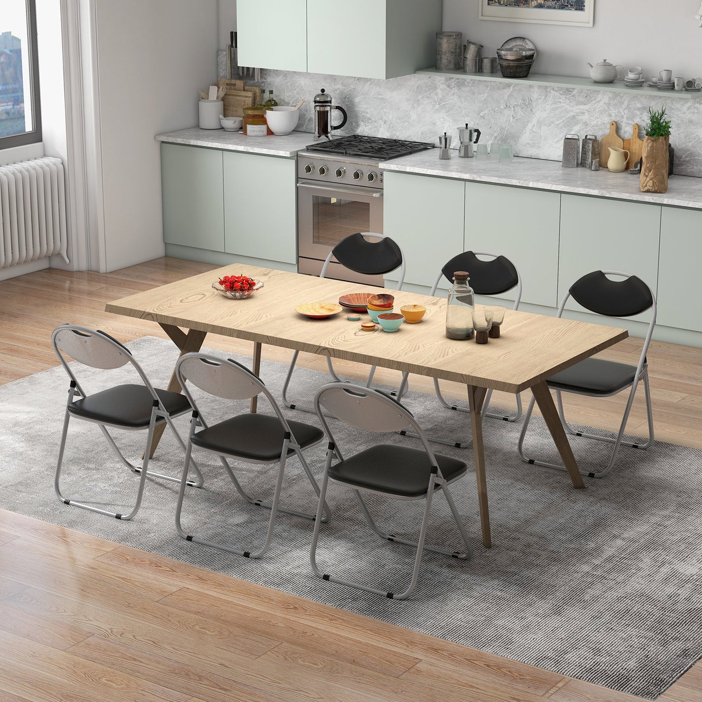 2/4/6 Pieces Portable Folding Dining Chairs Set with Carrying Handles-Set of 2