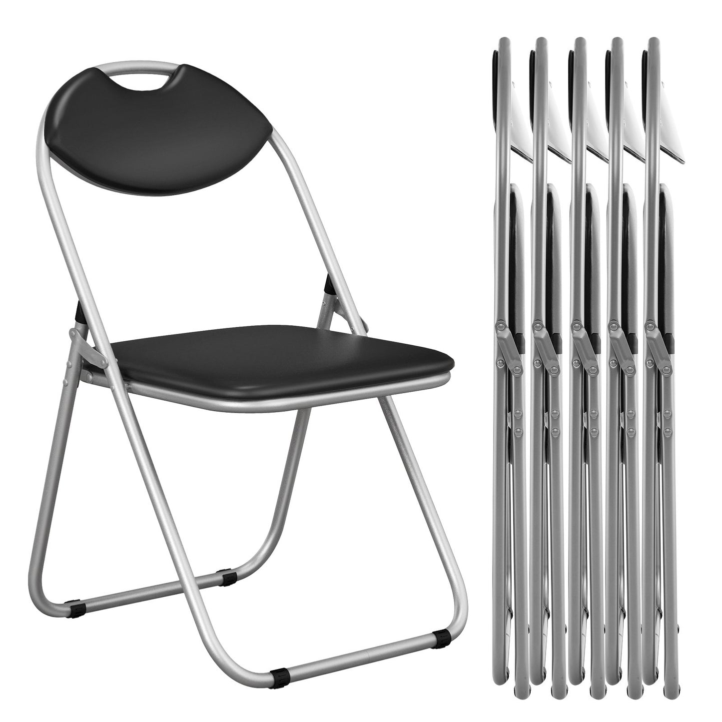 6 Pieces U-Shape Folding Chairs with Hollow Handle - Direct by Wilsons Home Store