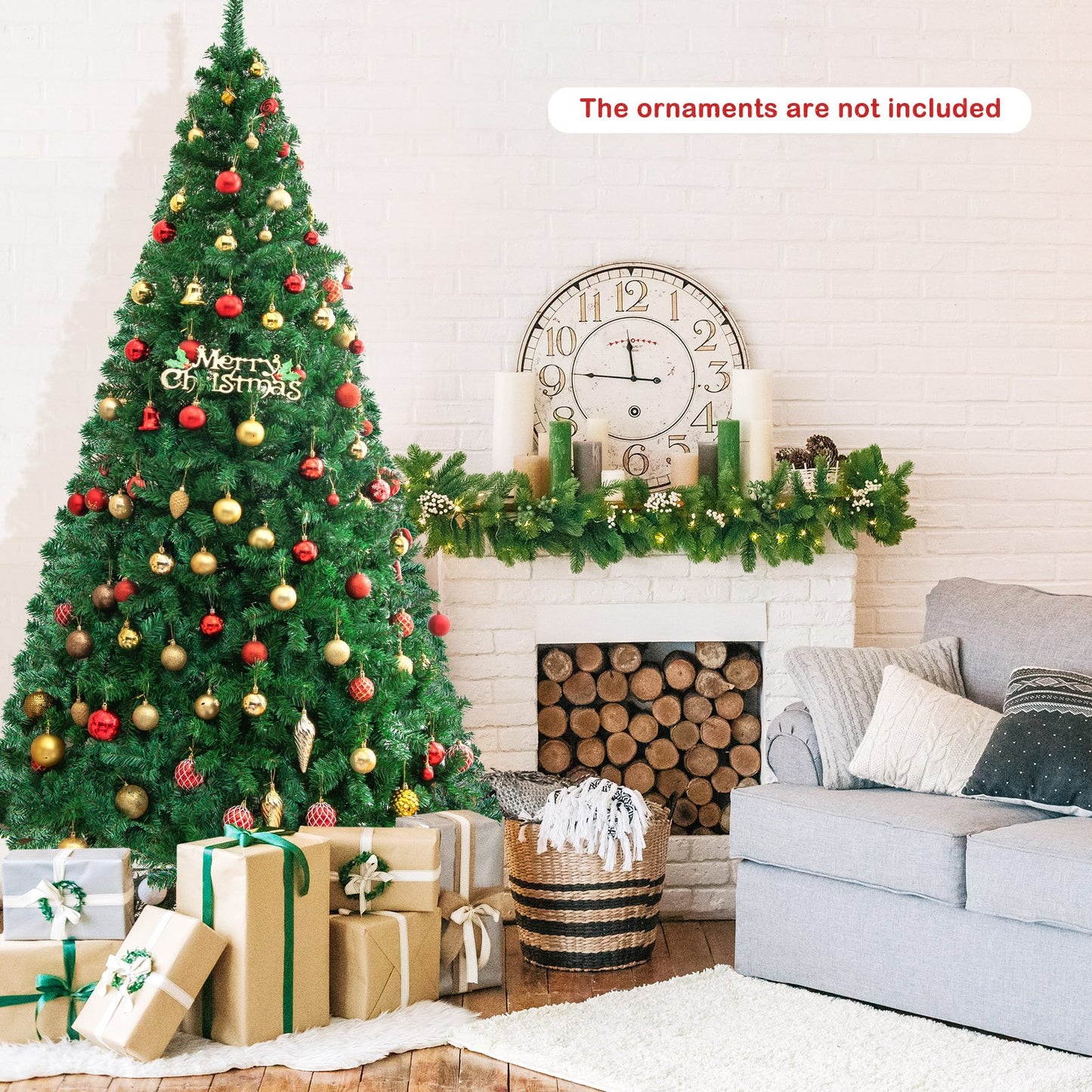 Artificial PVC Hinged Christmas Tree with Solid Metal Stand-7 ft