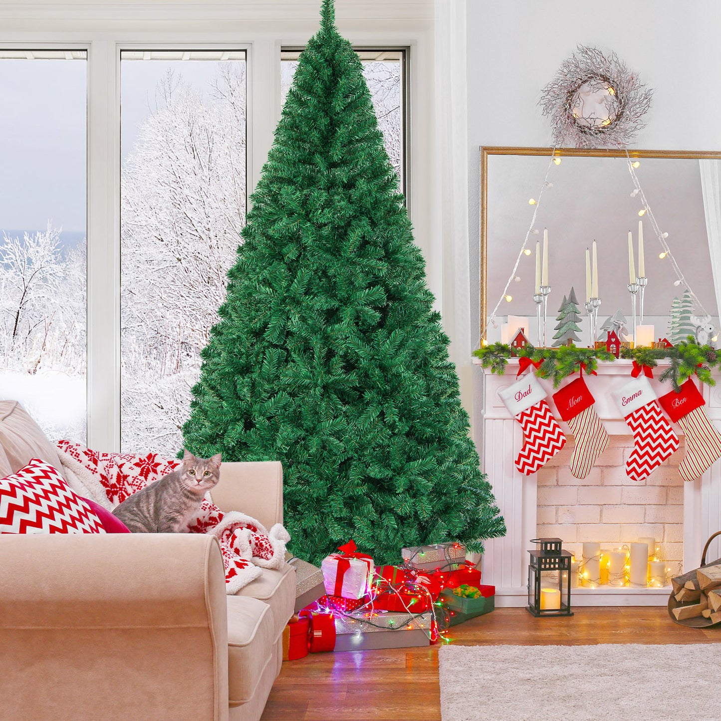 Artificial PVC Hinged Christmas Tree with Solid Metal Stand-7 ft
