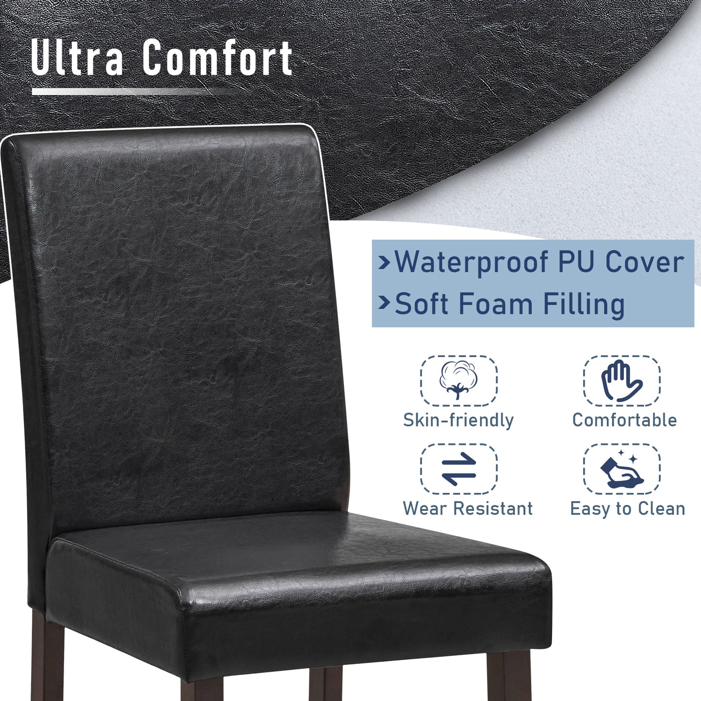 25 Inch Counter Height Set of 2 Bar Stools-Black