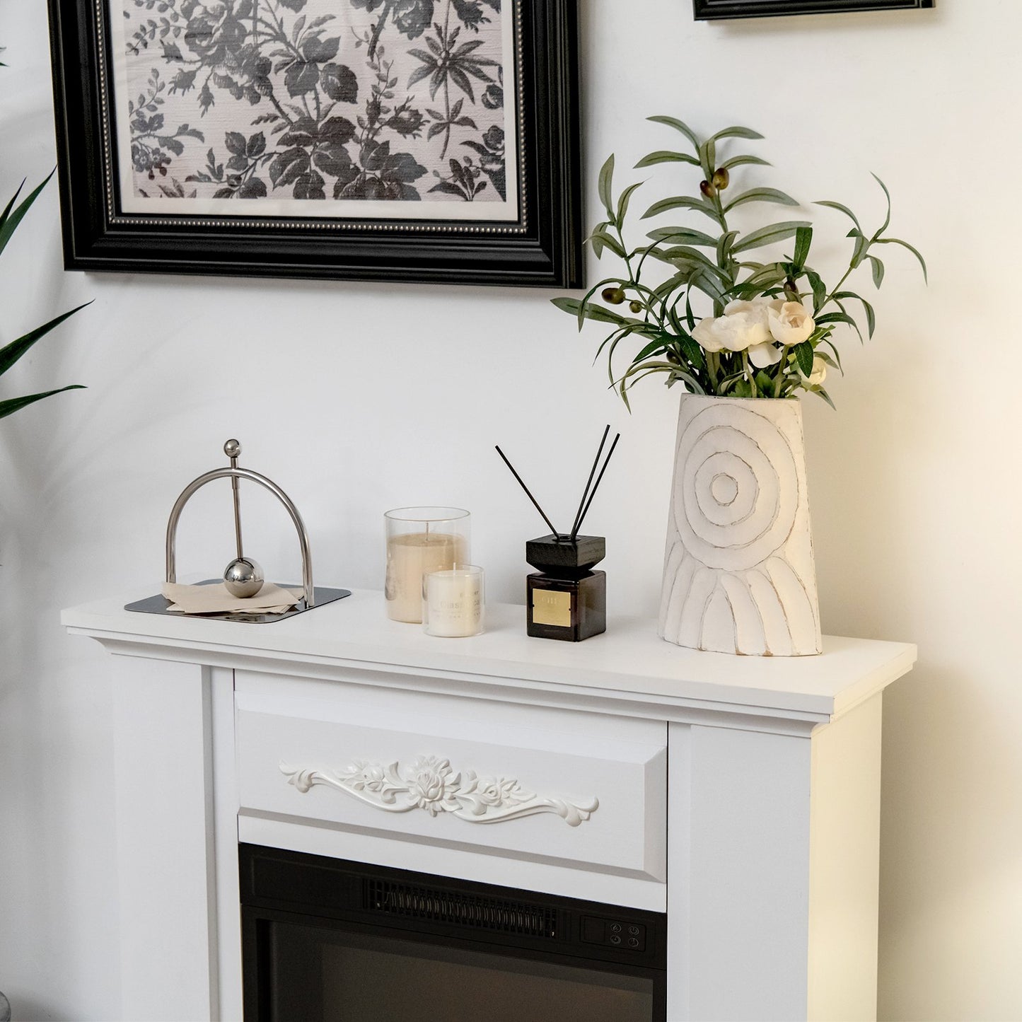 1400W TV Stand Electric Fireplace Mantel with Remote Control-Natural