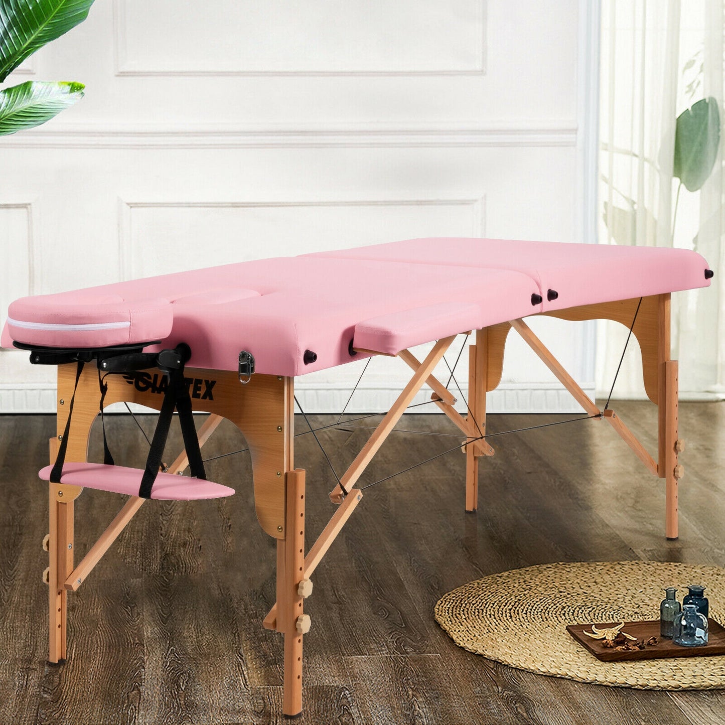 Portable Adjustable Facial Spa Bed with Carry Case-Pink