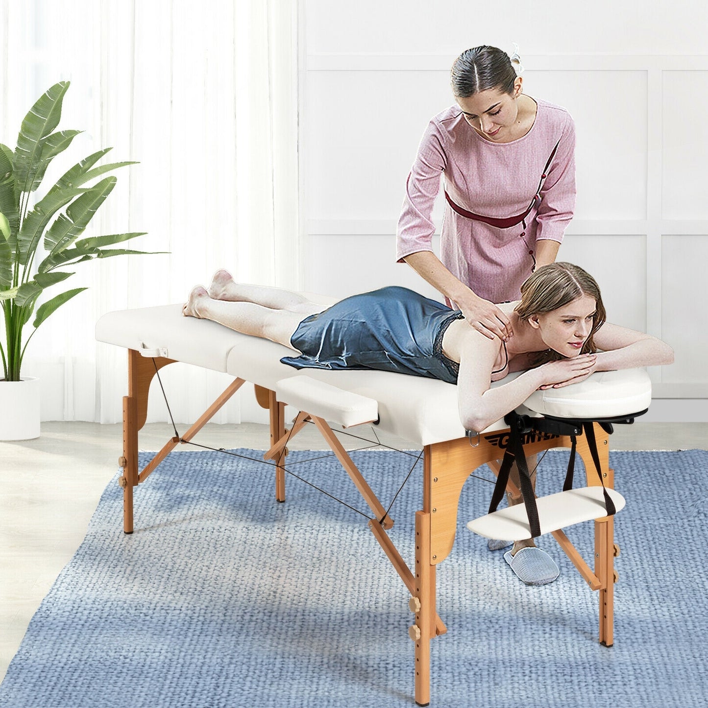 Portable Adjustable Facial Spa Bed with Carry Case-White