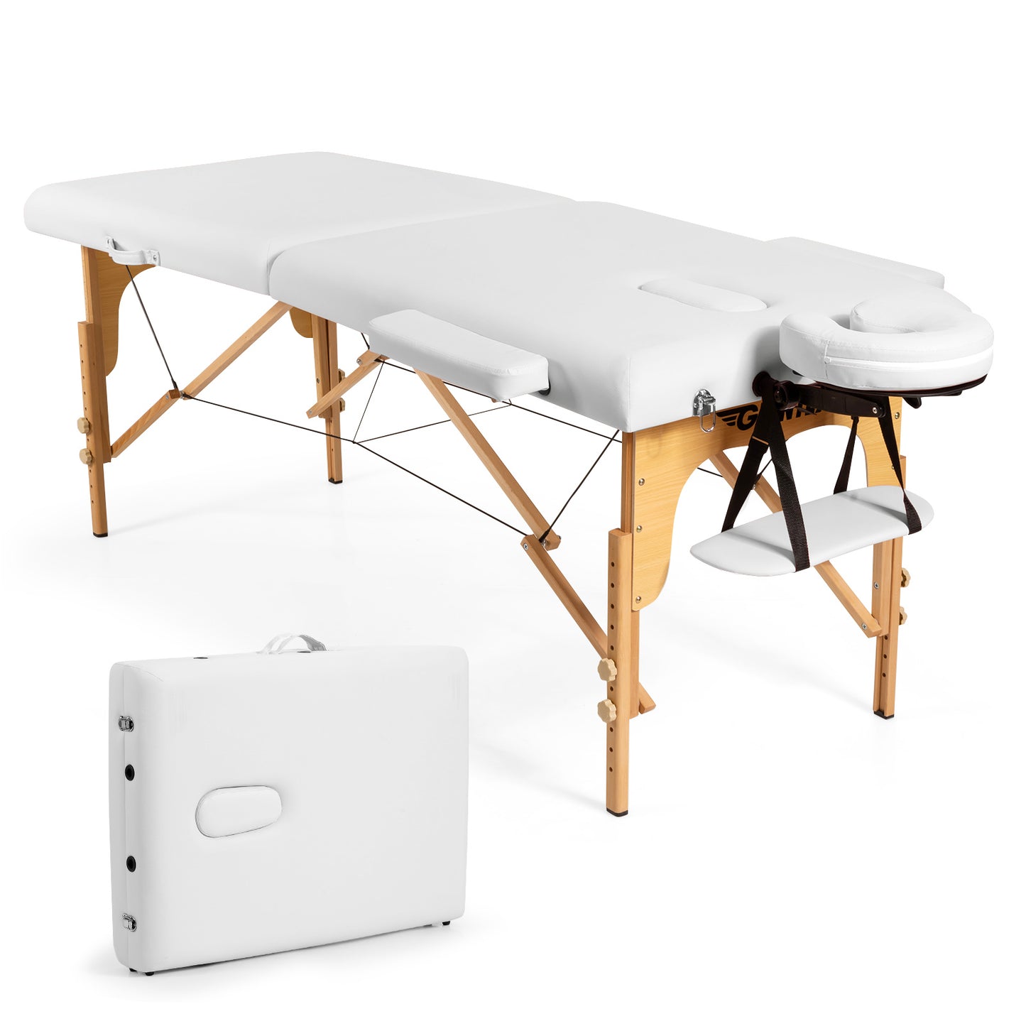 Portable Adjustable Facial Spa Bed with Carry Case-White