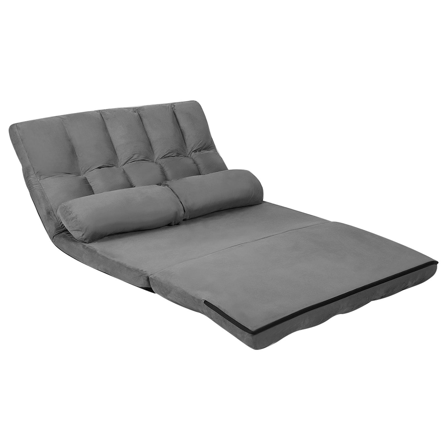 Foldable Floor 6-Position Adjustable Lounge Couch-Beige