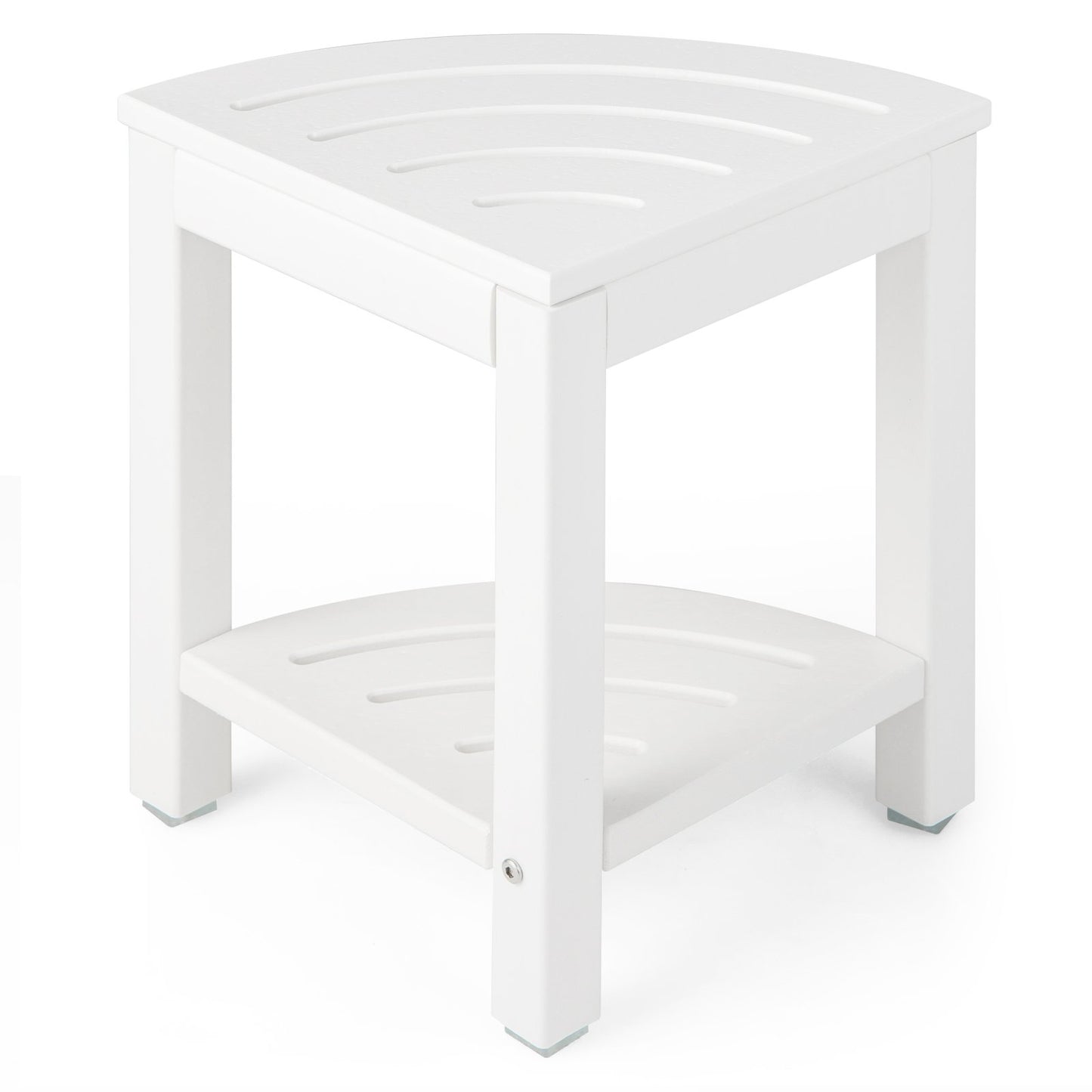 Heavy Duty Corner Shower Bench Stool with Storage Shelf-Brown