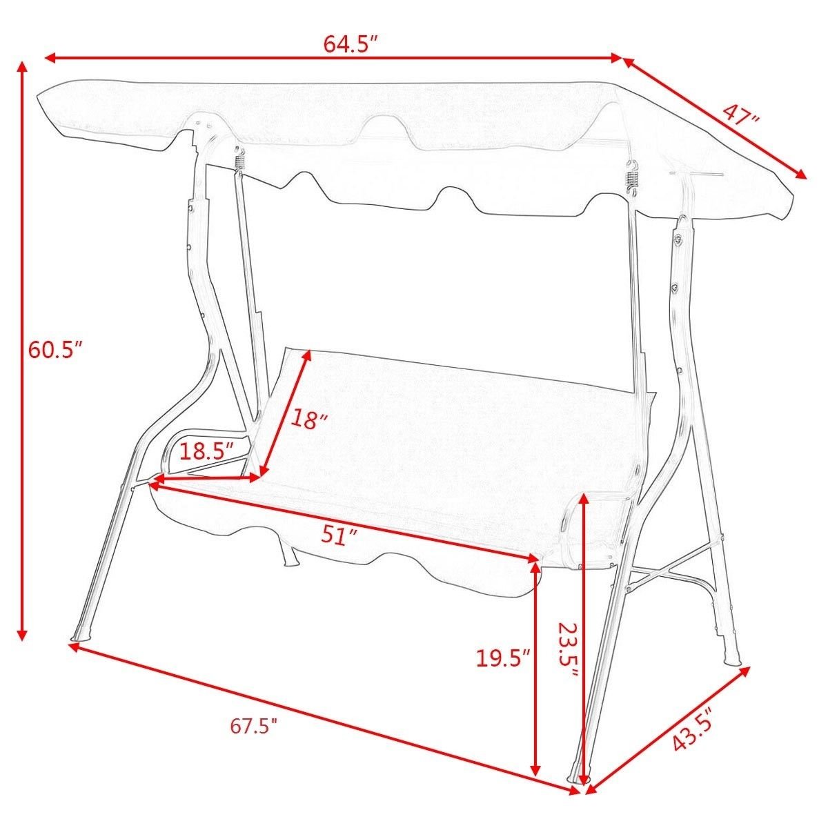 3 Seats Patio Canopy Swing-Brown - Direct by Wilsons Home Store