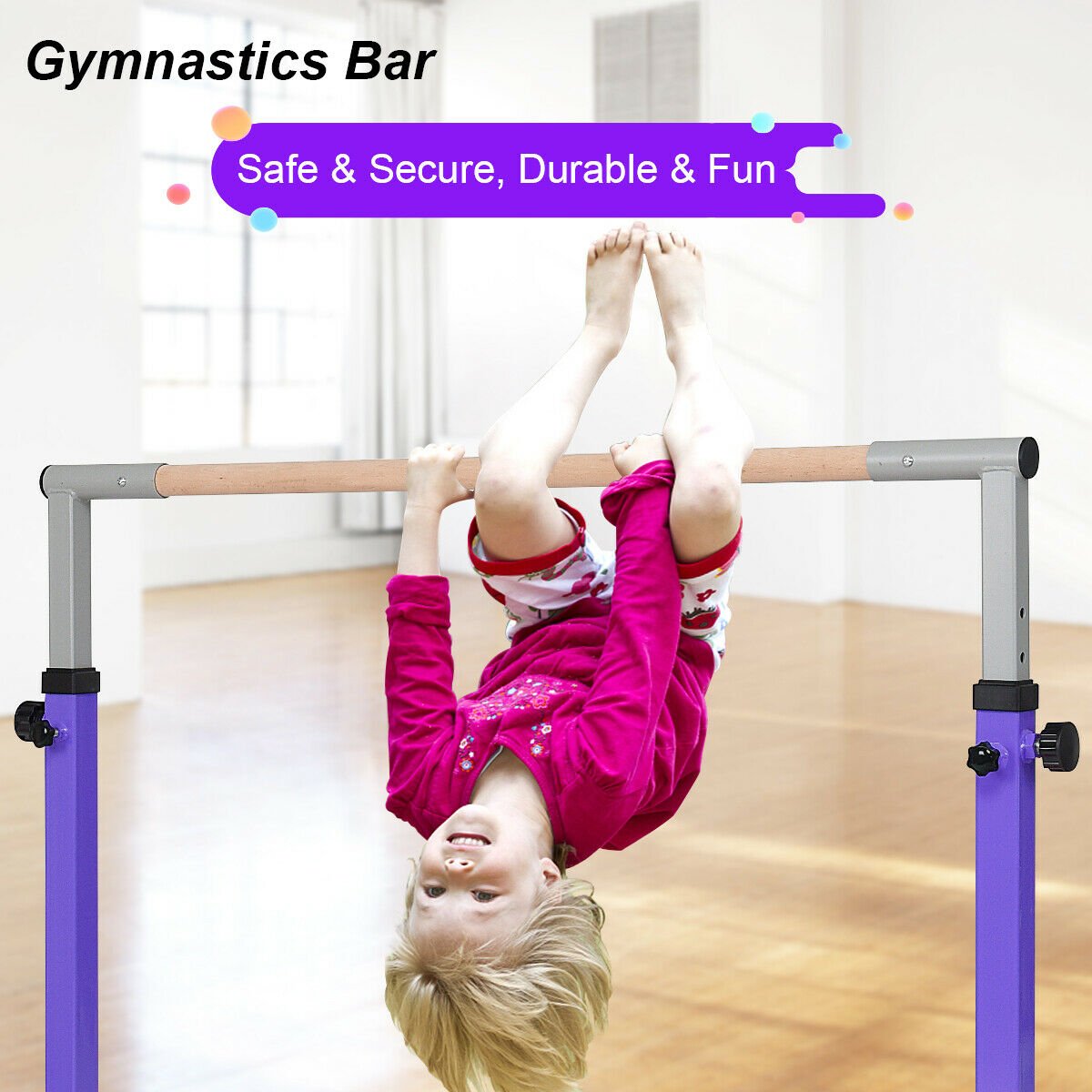Adjustable Gymnastics Bar Horizontal Bar for Kids-Blue
