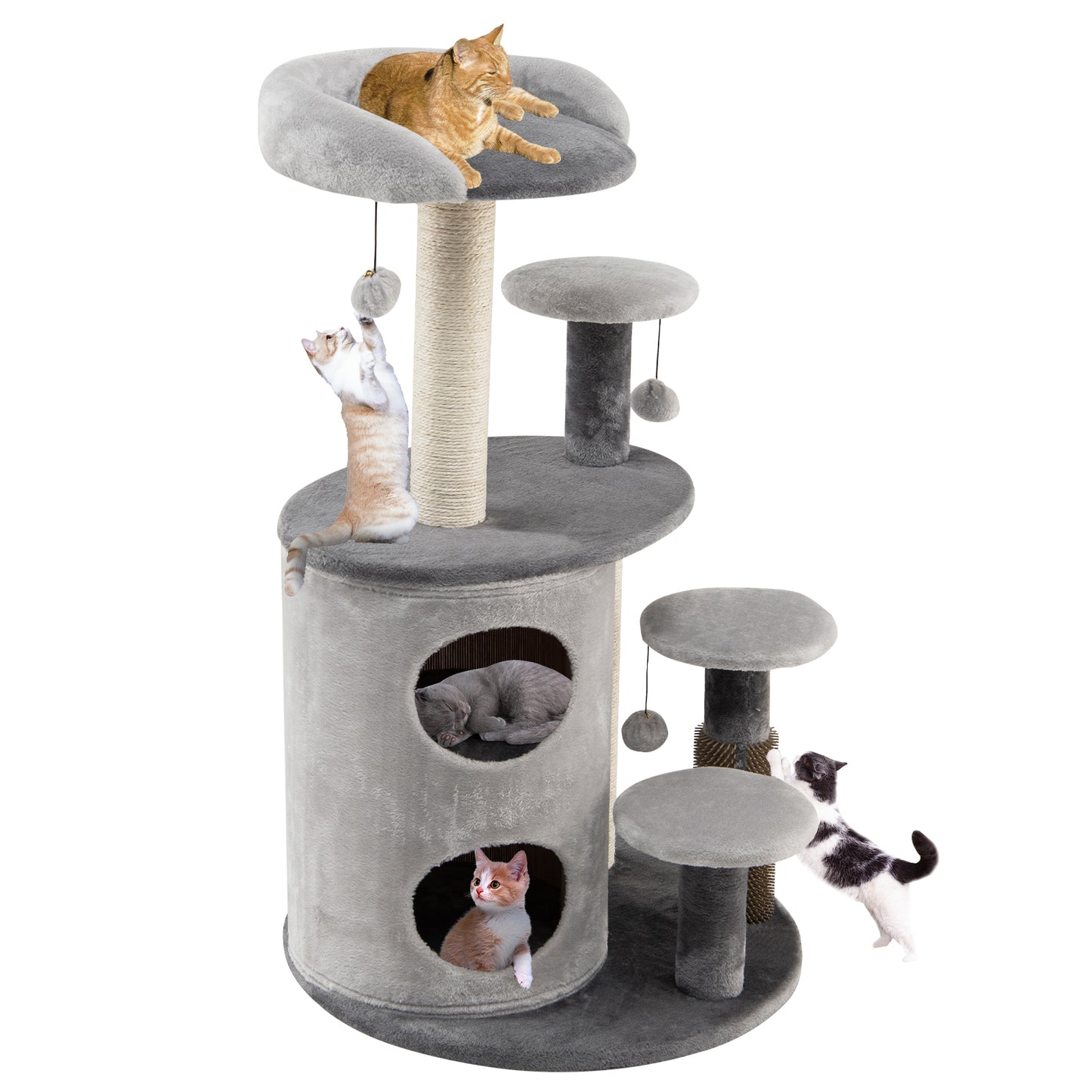 40 Inch Cat Tree Tower Multi-Level Activity Tree with 2-Tier Cat-Hole Condo-Brown