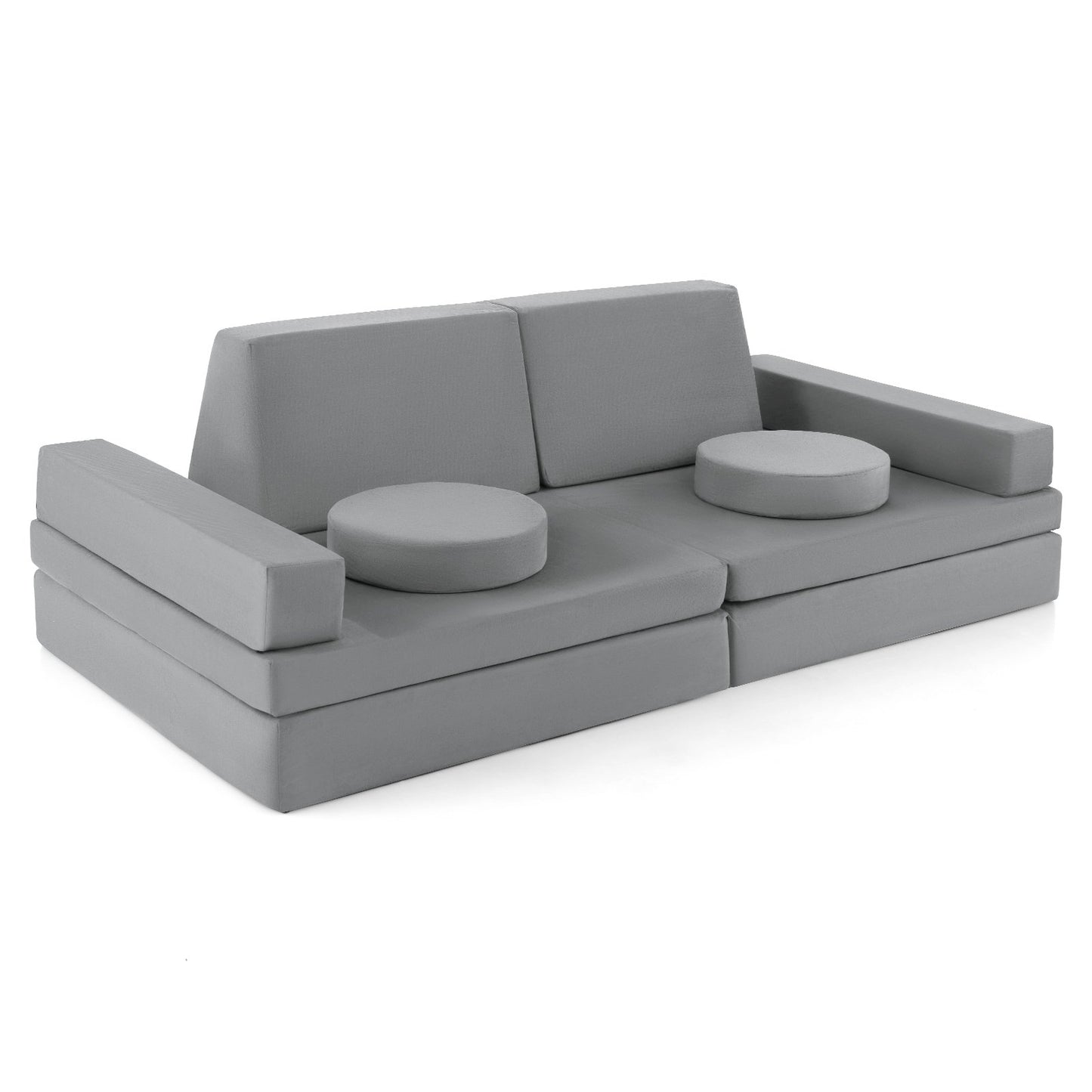 8-Piece Kids Play Couch Sofa with Portable Handle-Blue