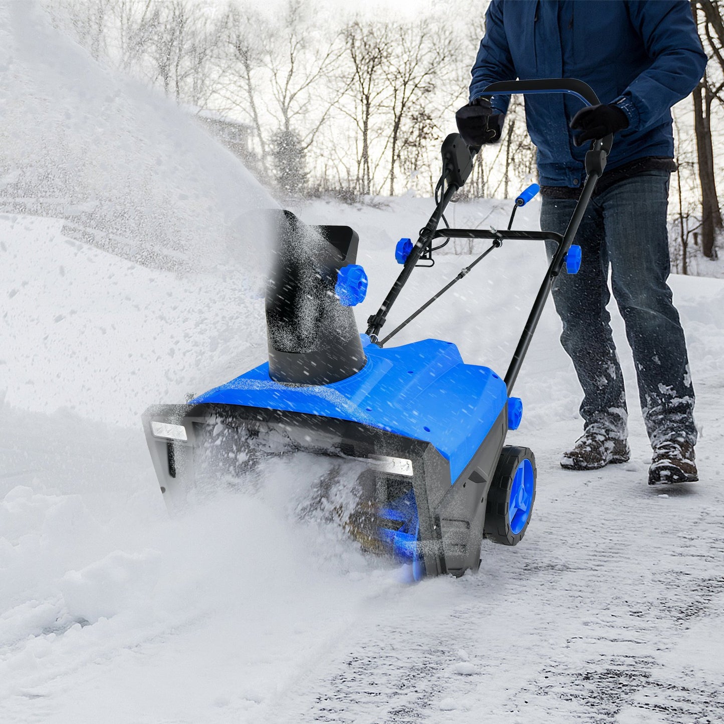 20 Inch 120V 15Amp Electric Snow Thrower with 180° Rotatable Chute-Blue