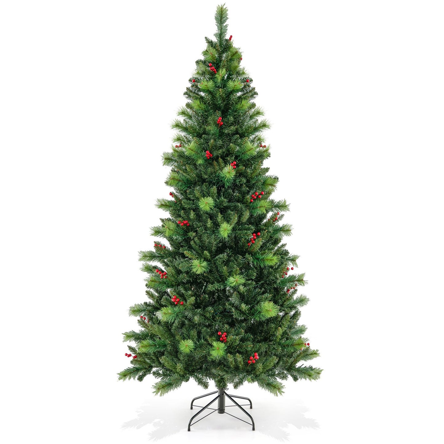 6/7/8 Feet Pre-Lit Artificial Christmas Tree with 300/400/500 LED Lights-6 ft