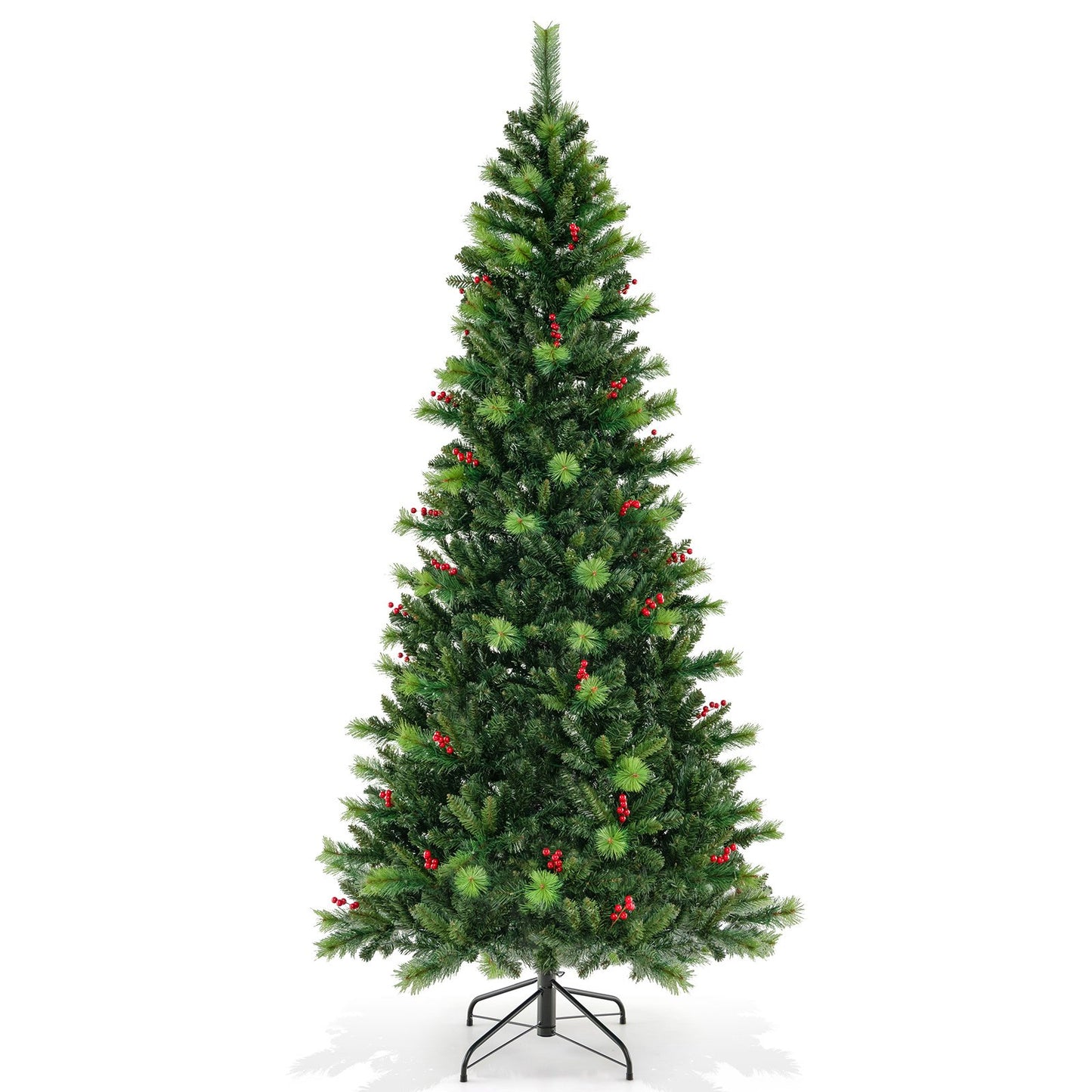 6/7/8 Feet Pre-Lit Artificial Christmas Tree with 300/400/500 LED Lights-6 ft