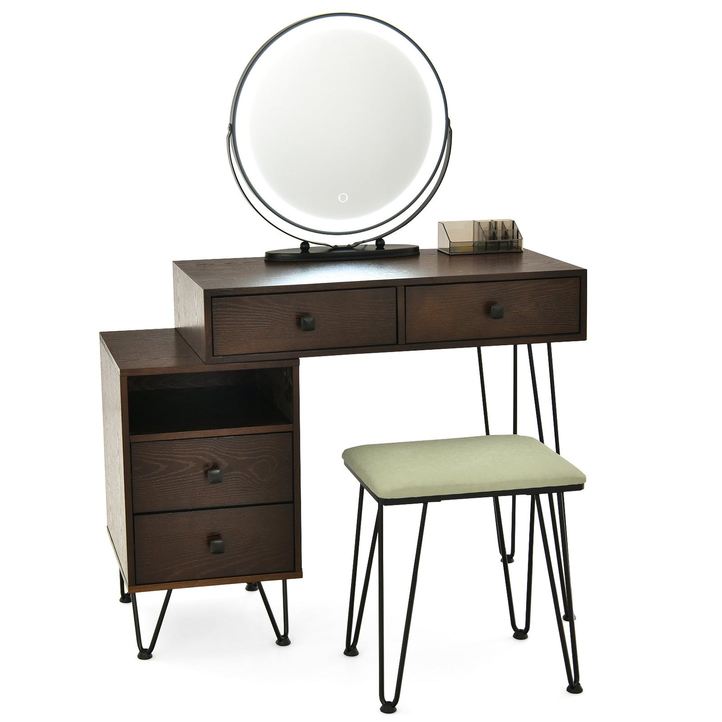 Modern Dressing Table with Storage Cabinet-Black