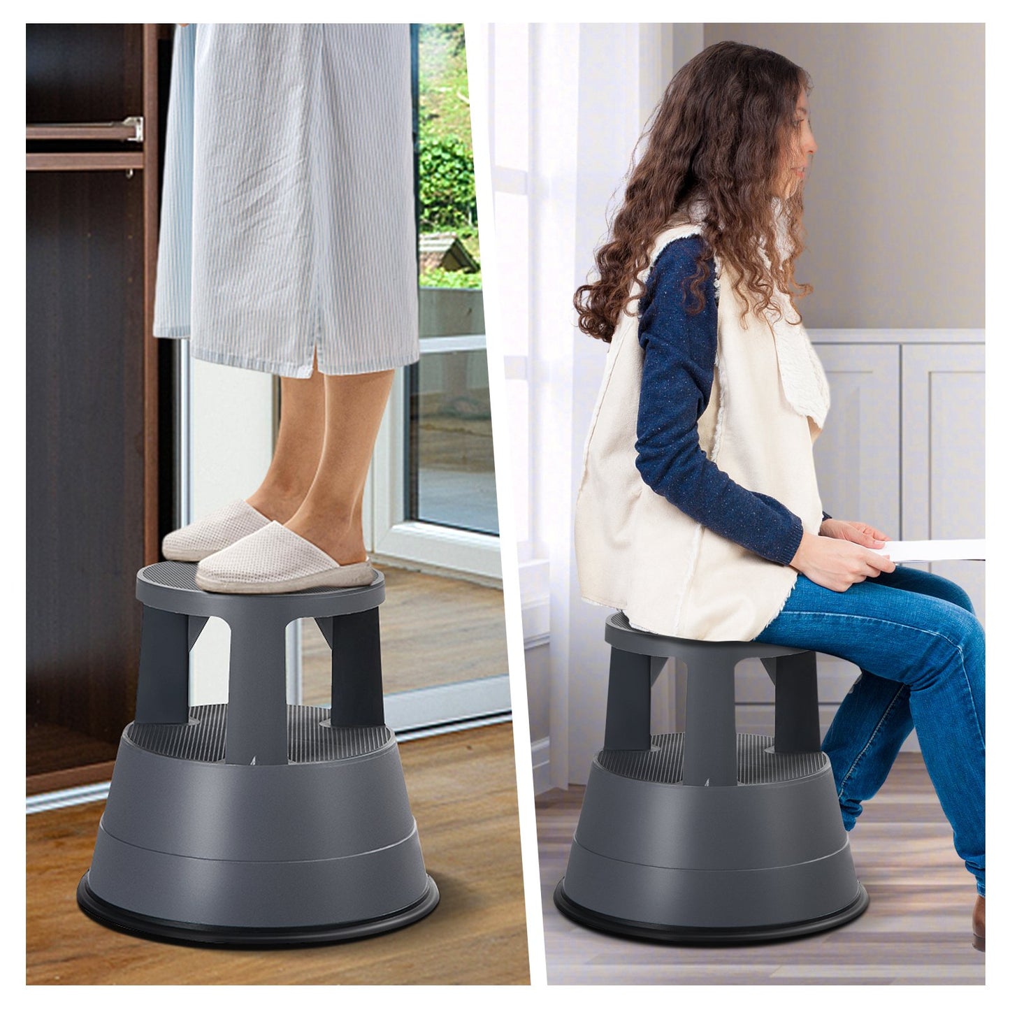 330 lbs Step Stool with Non-Slip Rubber Platform