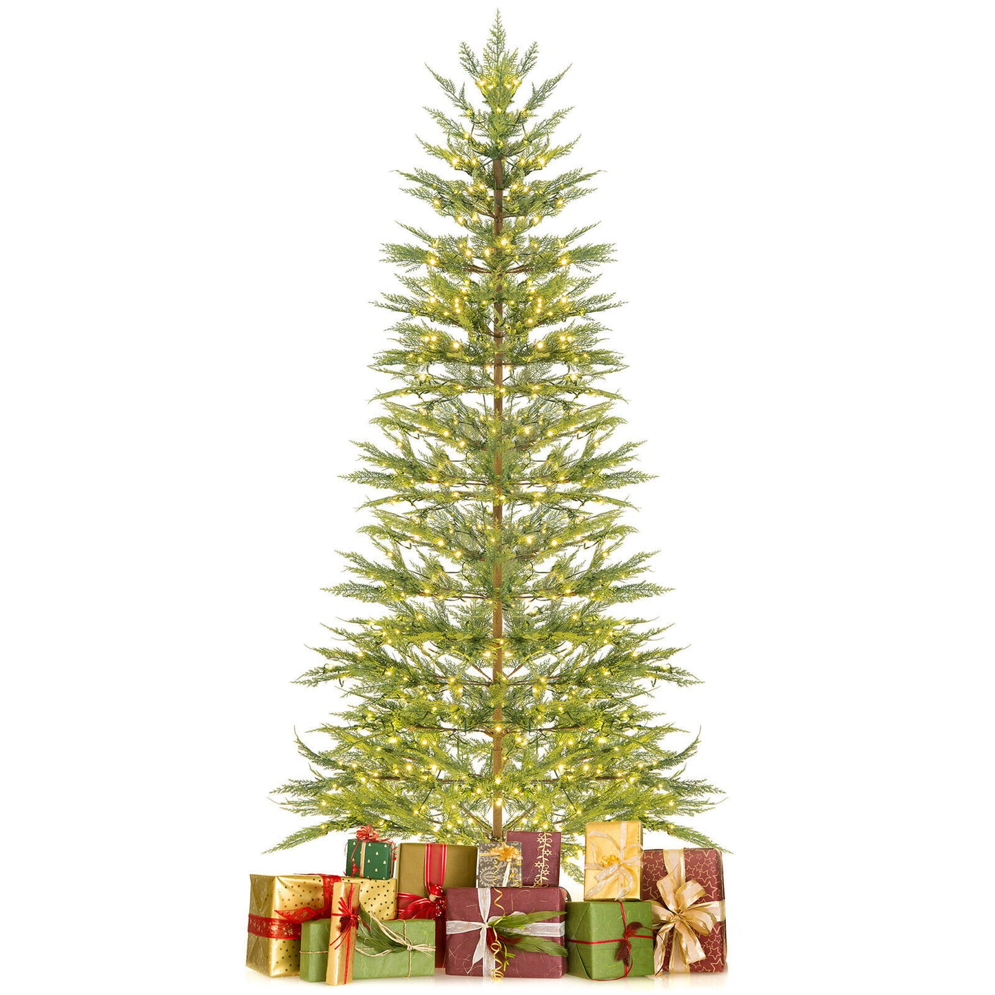 6.5/7.5 Feet Artificial Cypress Christmas Tree Pre-lit Hinged-6.5 ft