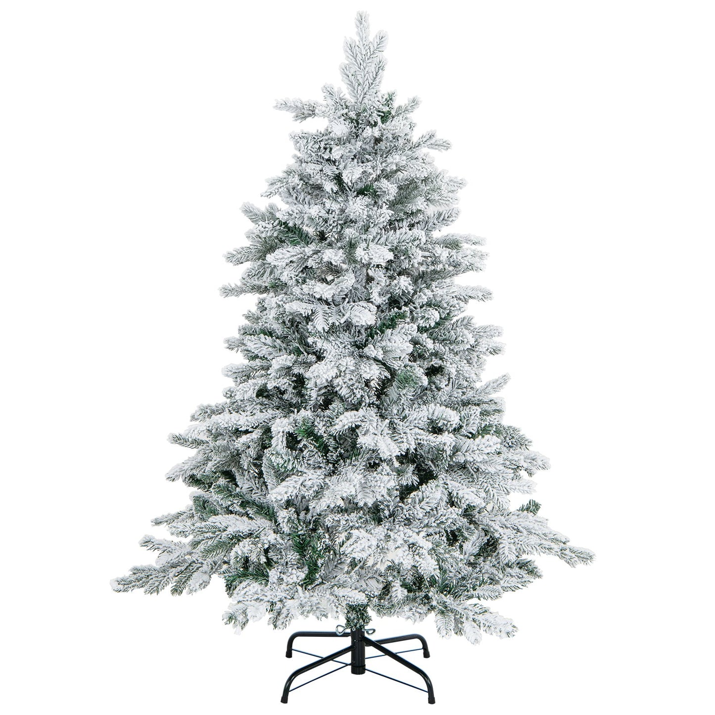 4.5/6/7 Feet Flocked Christmas Tree with Warm White LED Lights-7 ft