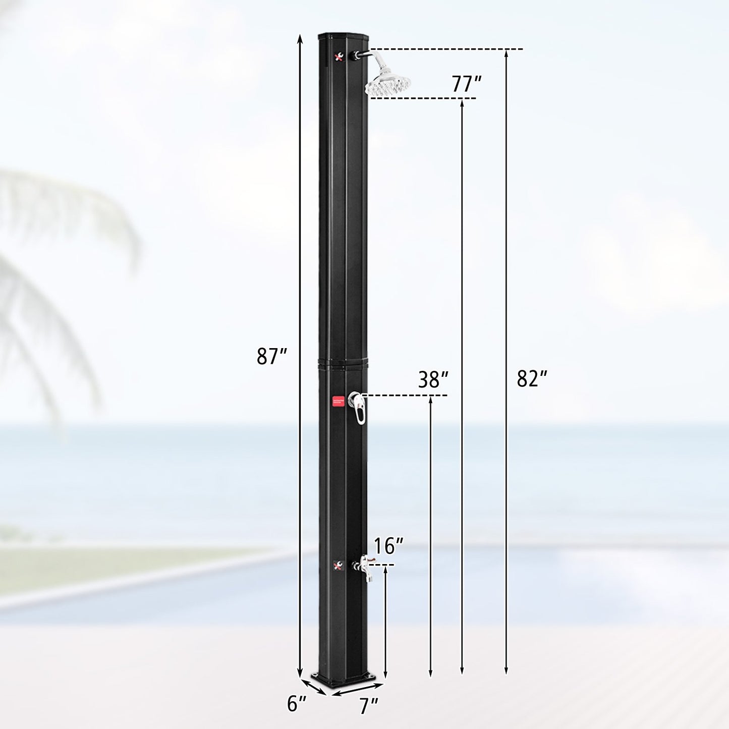 Outdoor Solar Heating 7.2 Ft Adjustable Shower Head