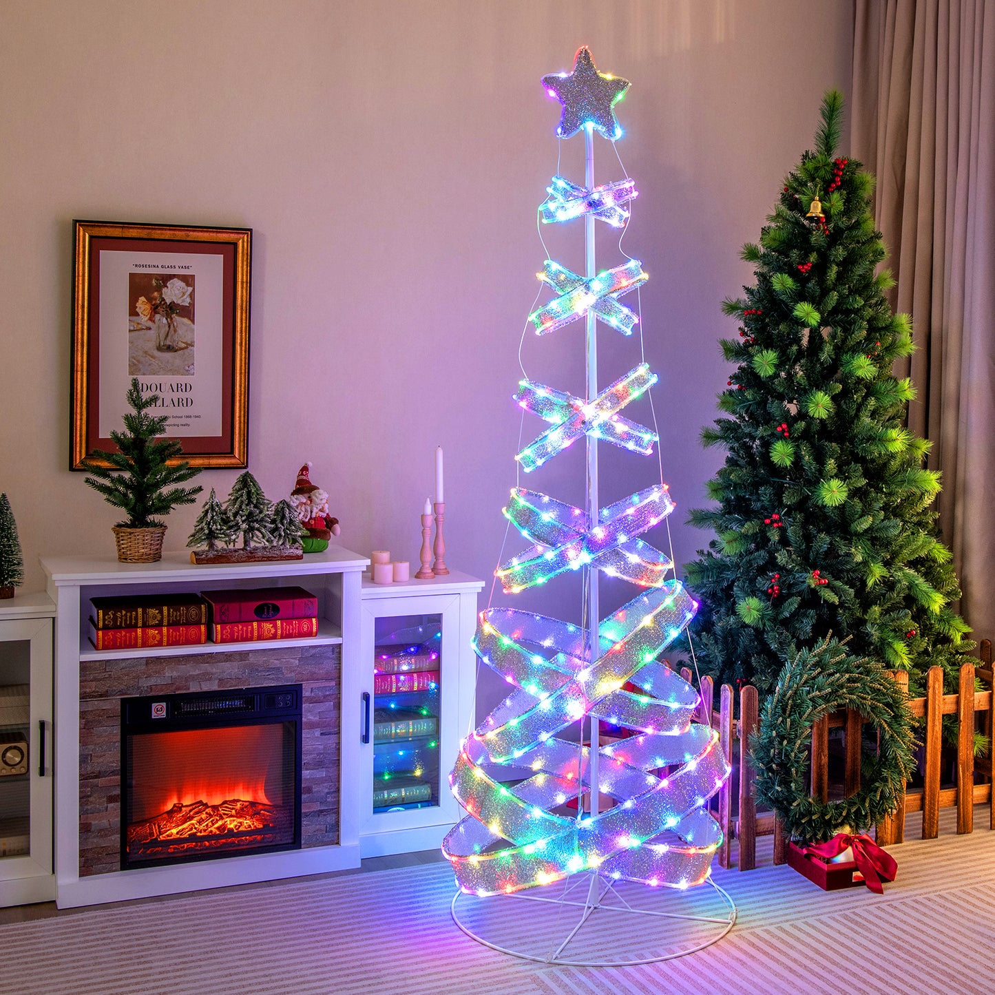 7 Feet Outdoor Spiral Christmas Tree for Party Xmas New Year Decoration