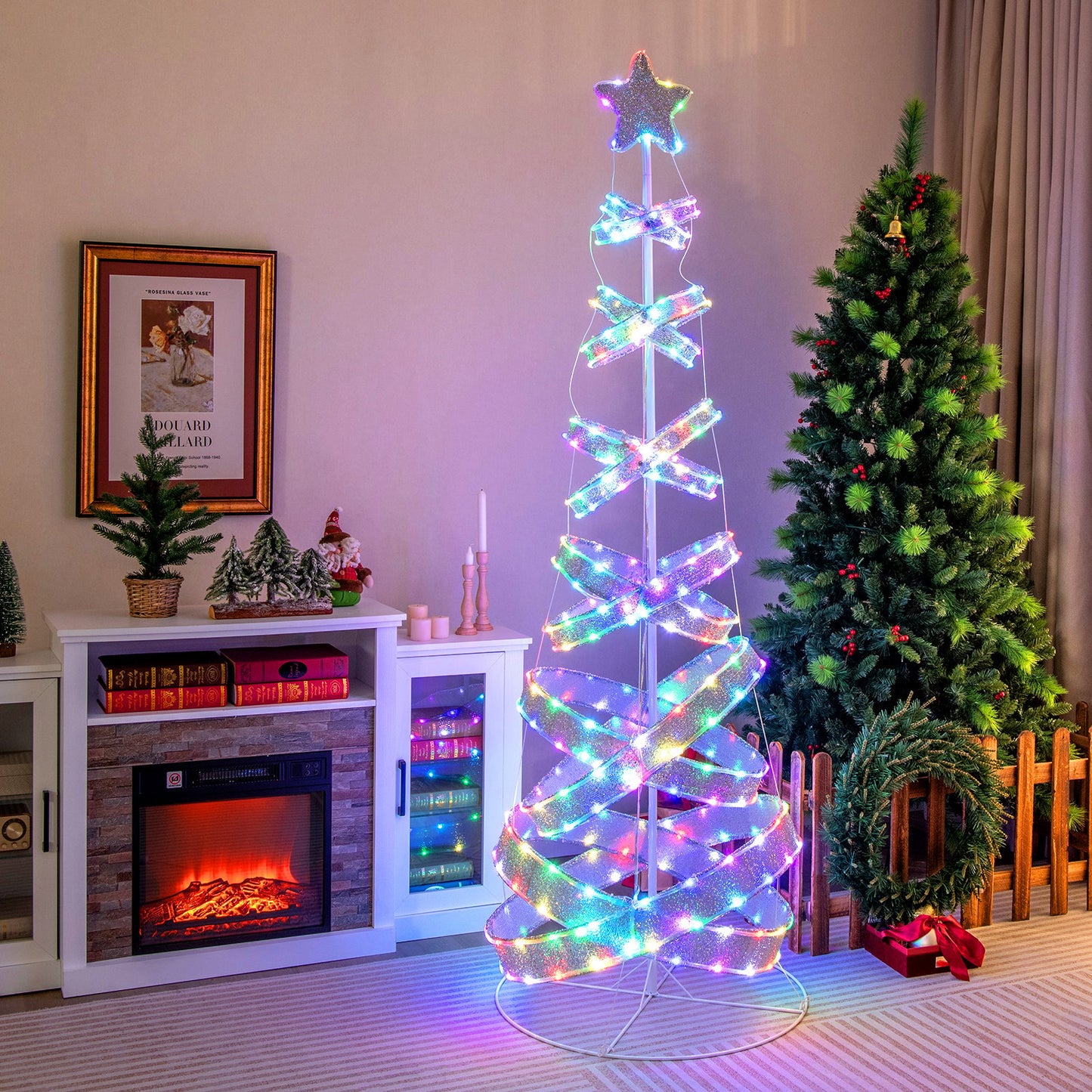 7 Feet Outdoor Spiral Christmas Tree for Party Xmas New Year Decoration