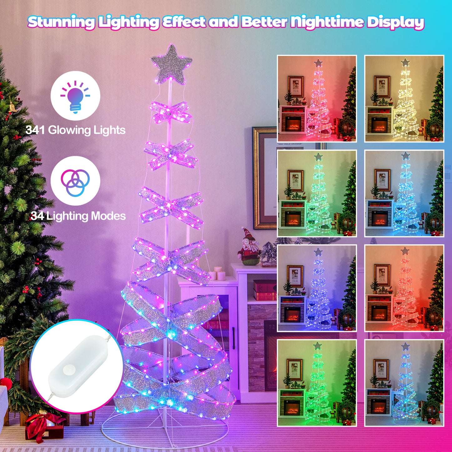 7 Feet Outdoor Spiral Christmas Tree for Party Xmas New Year Decoration