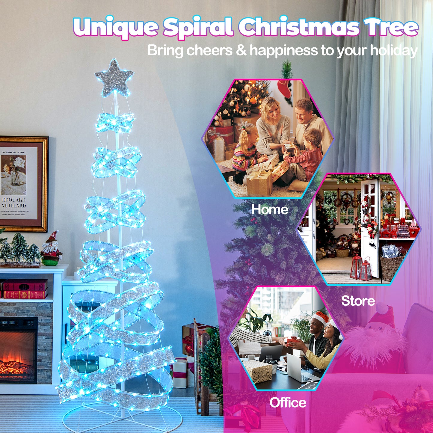 7 Feet Outdoor Spiral Christmas Tree for Party Xmas New Year Decoration