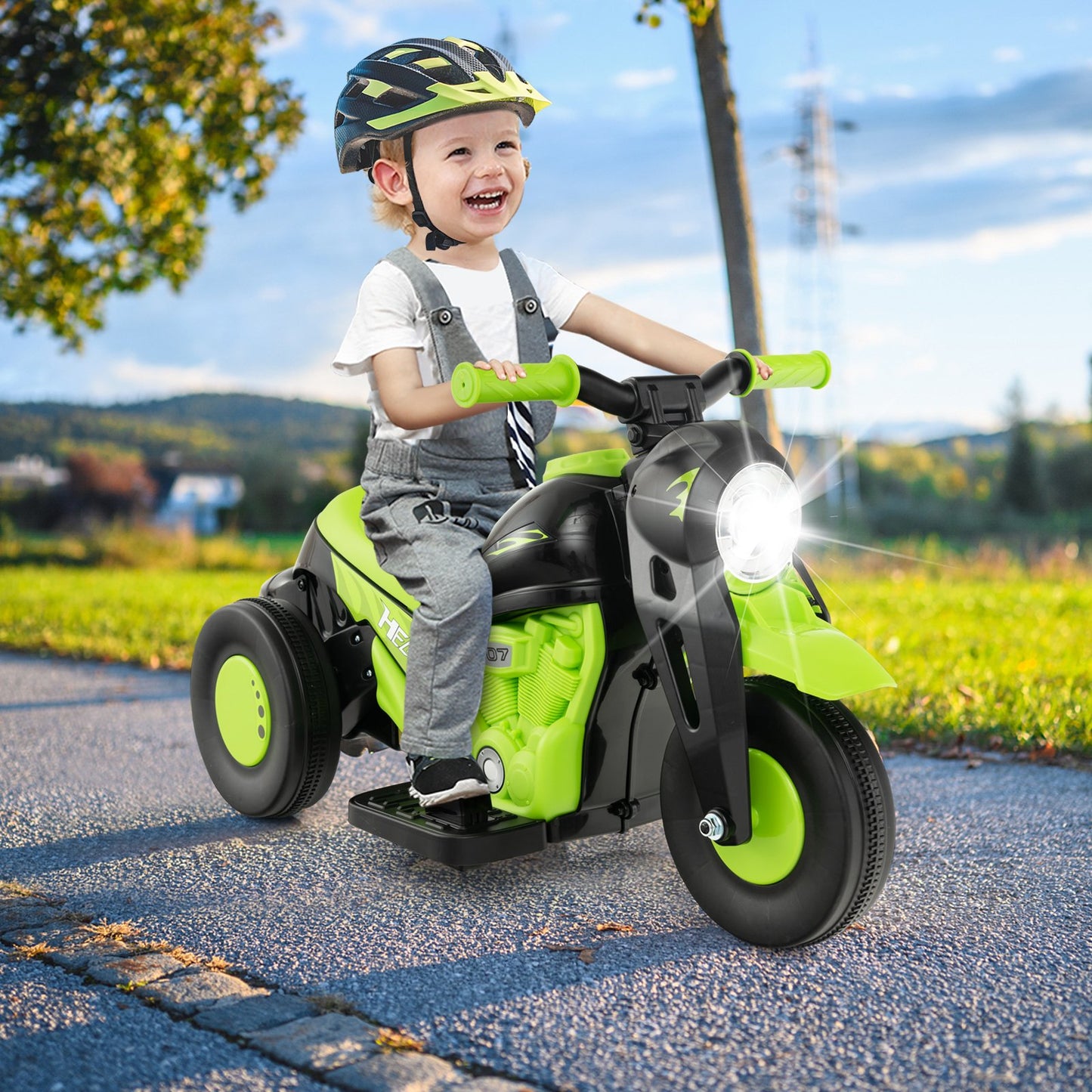 6V Kids Electric Ride on Motorcycle with Bubble Maker and Music-Beige
