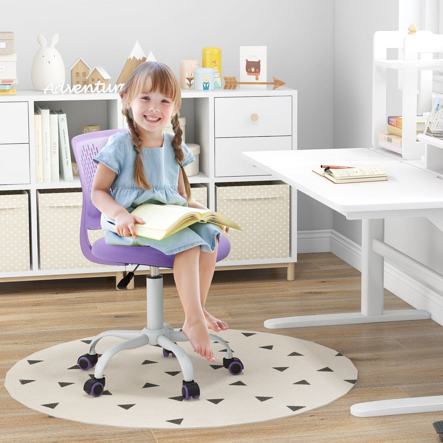 Ergonomic Children Study Chair with Adjustable Height-Blue