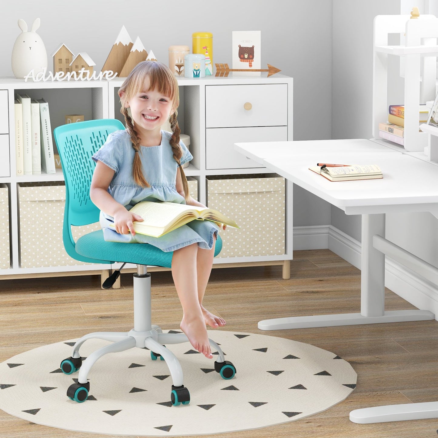 Ergonomic Children Study Chair with Adjustable Height-Blue