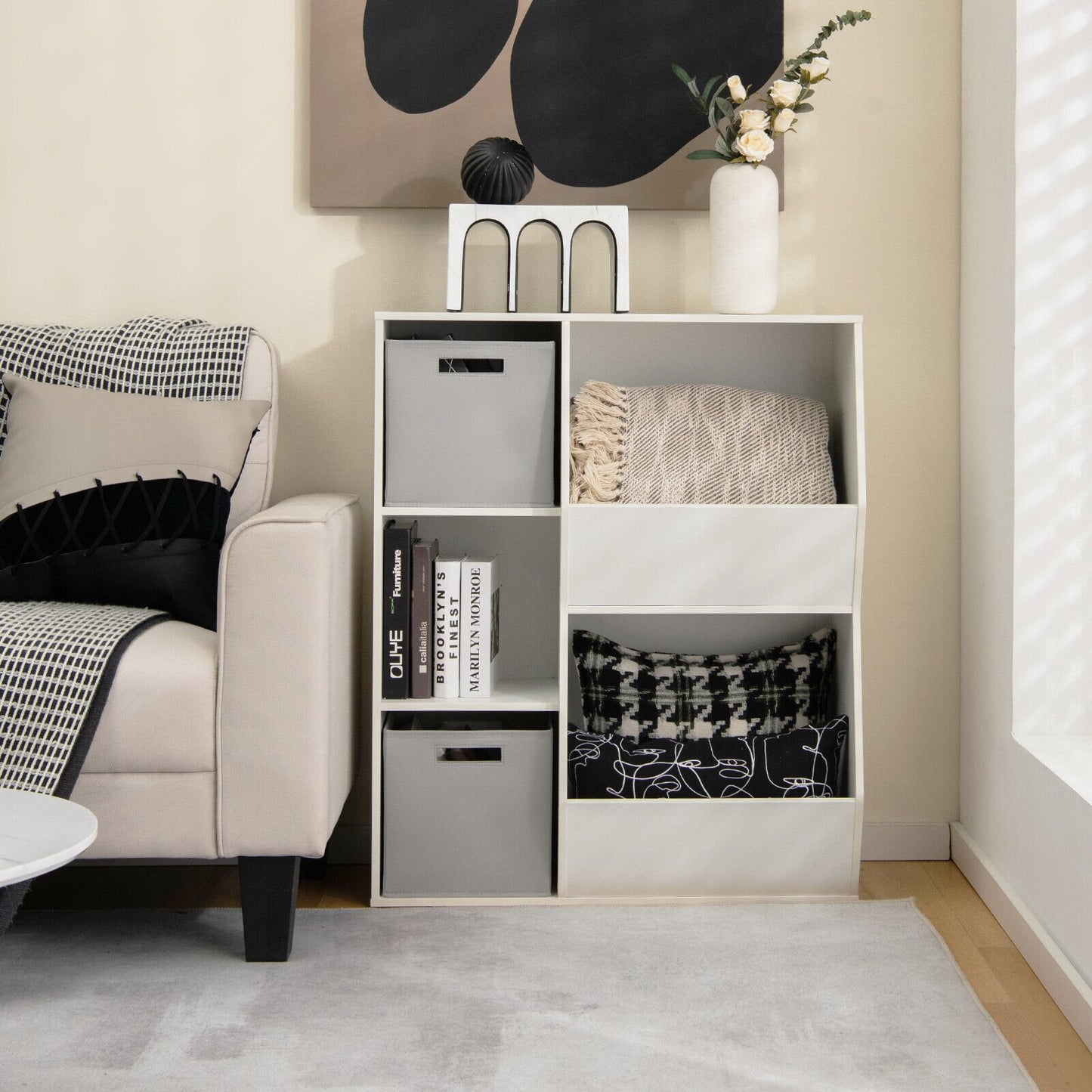 Kids Toy Storage Cabinet Shelf Organizer -Gray