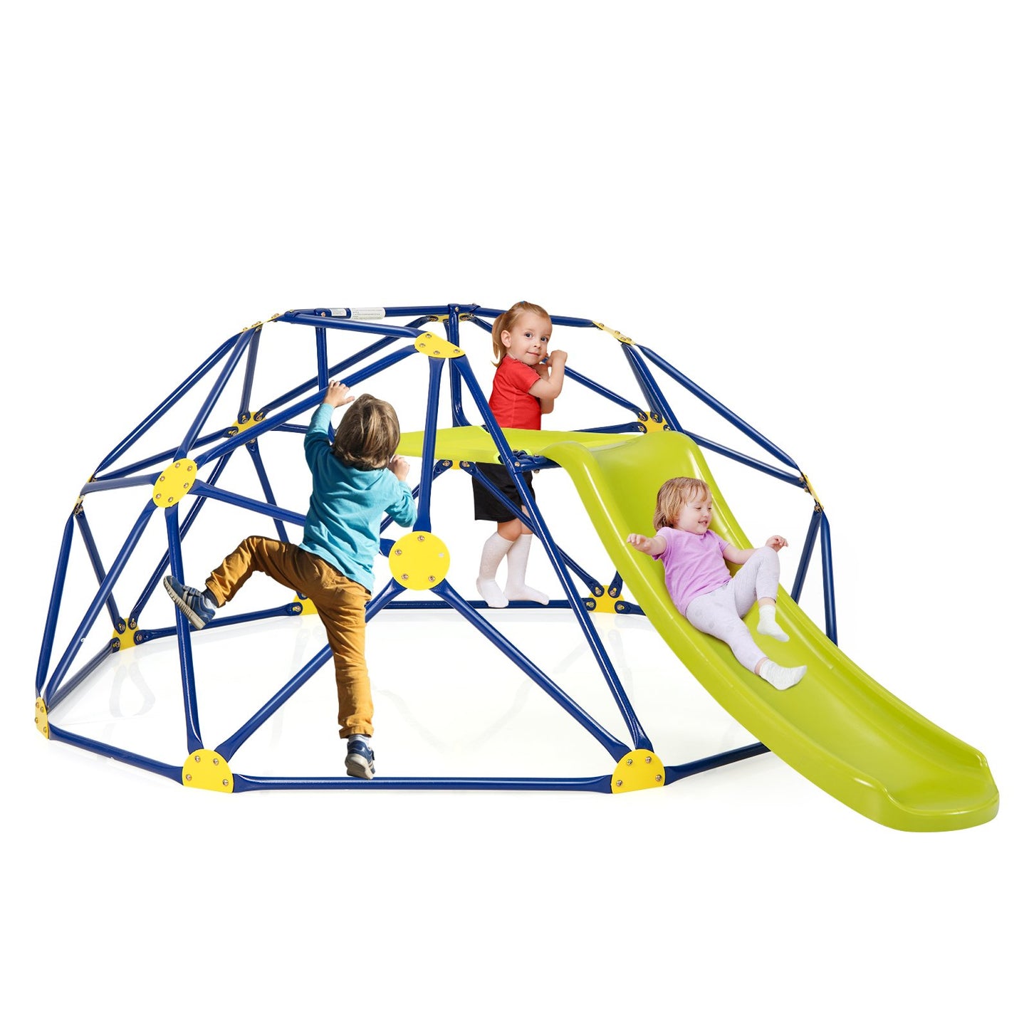 Kids Climbing Dome with Slide and Fabric Cushion for Garden Yard-Blue